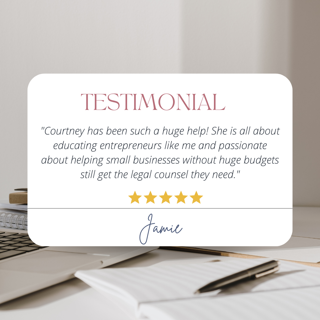 Testimonial words with five stars, computer and notebooks in the backgroud