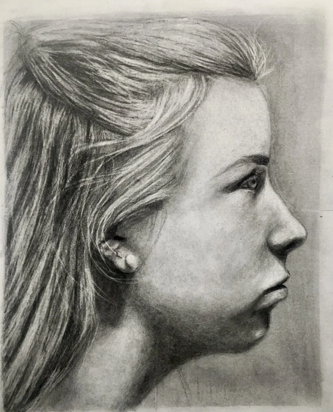12x8, Graphite on paper. Drawing of a friend. 
