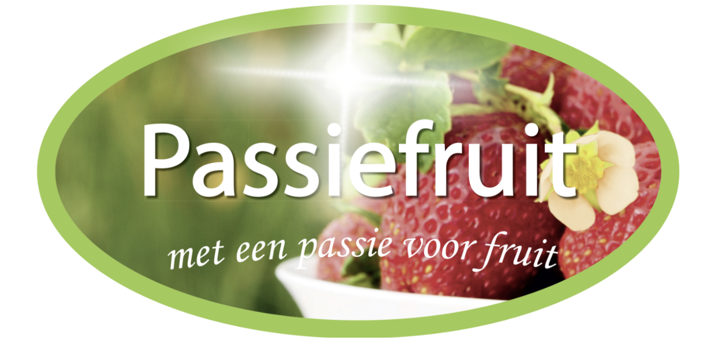 foto met aardbeien en tekst ervoor passiefruit met een passie voor fruit