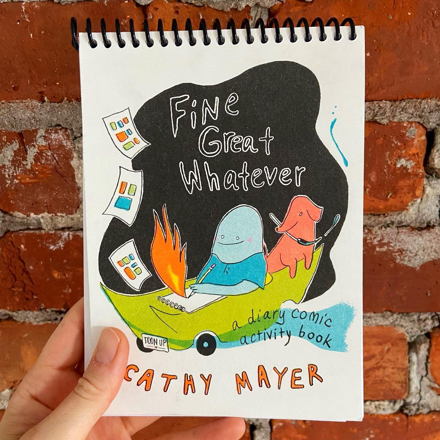hey! FINE GREAT WHATEVER, my diary comic activity book for all ages, is available as a free PDF on my website!

if you want a hard copy for someone you know, for your students, or for yourself&hellip;send me a message :)

last two slides are from Mon