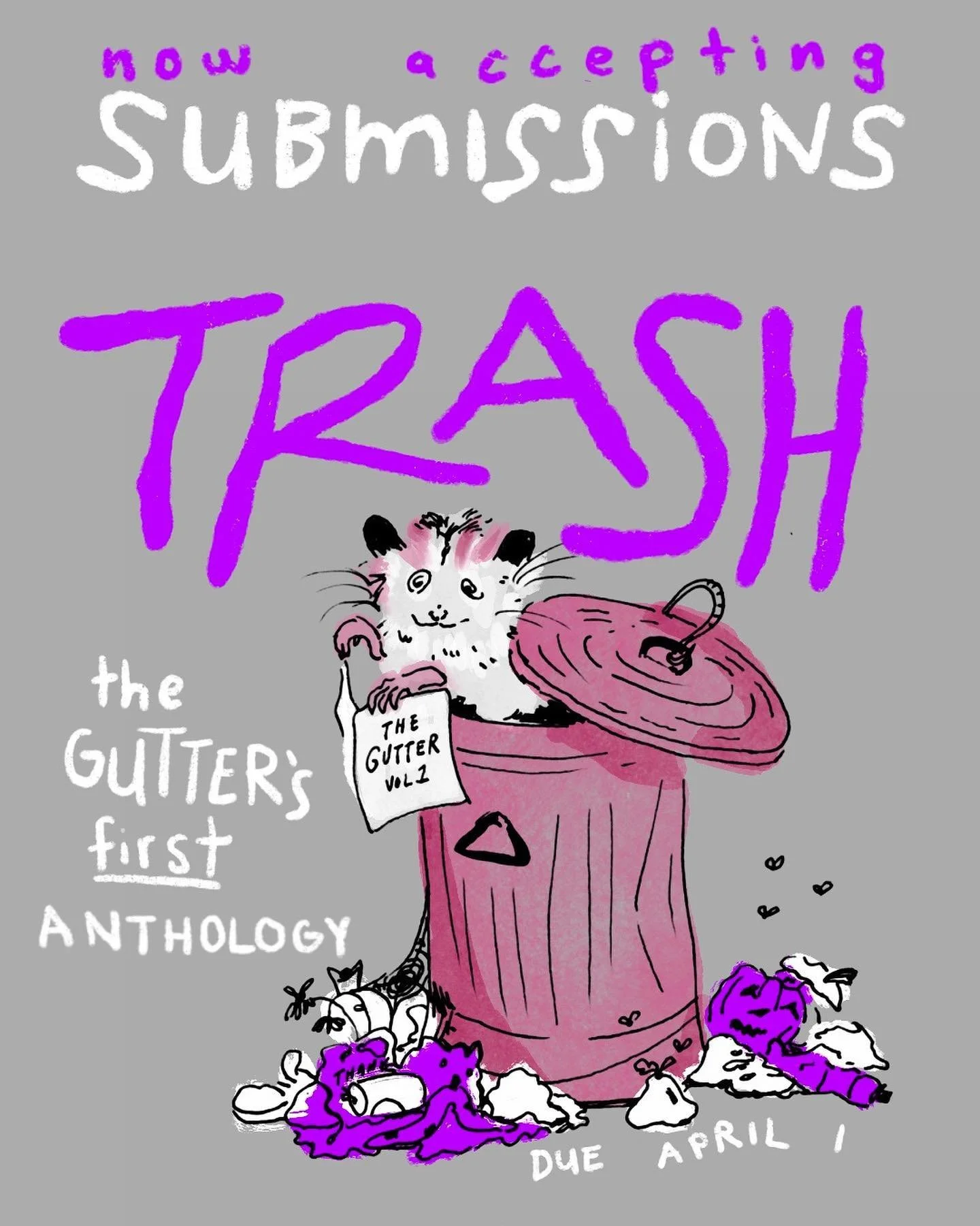 @stranded.king and i are excited to announce that THE GUTTER will be publishing a comics anthology! coming at you Fall 2024! 😱

the theme is TRASH and the submission form is in my link tree 🌳 please let us publish your trashiest comic :)