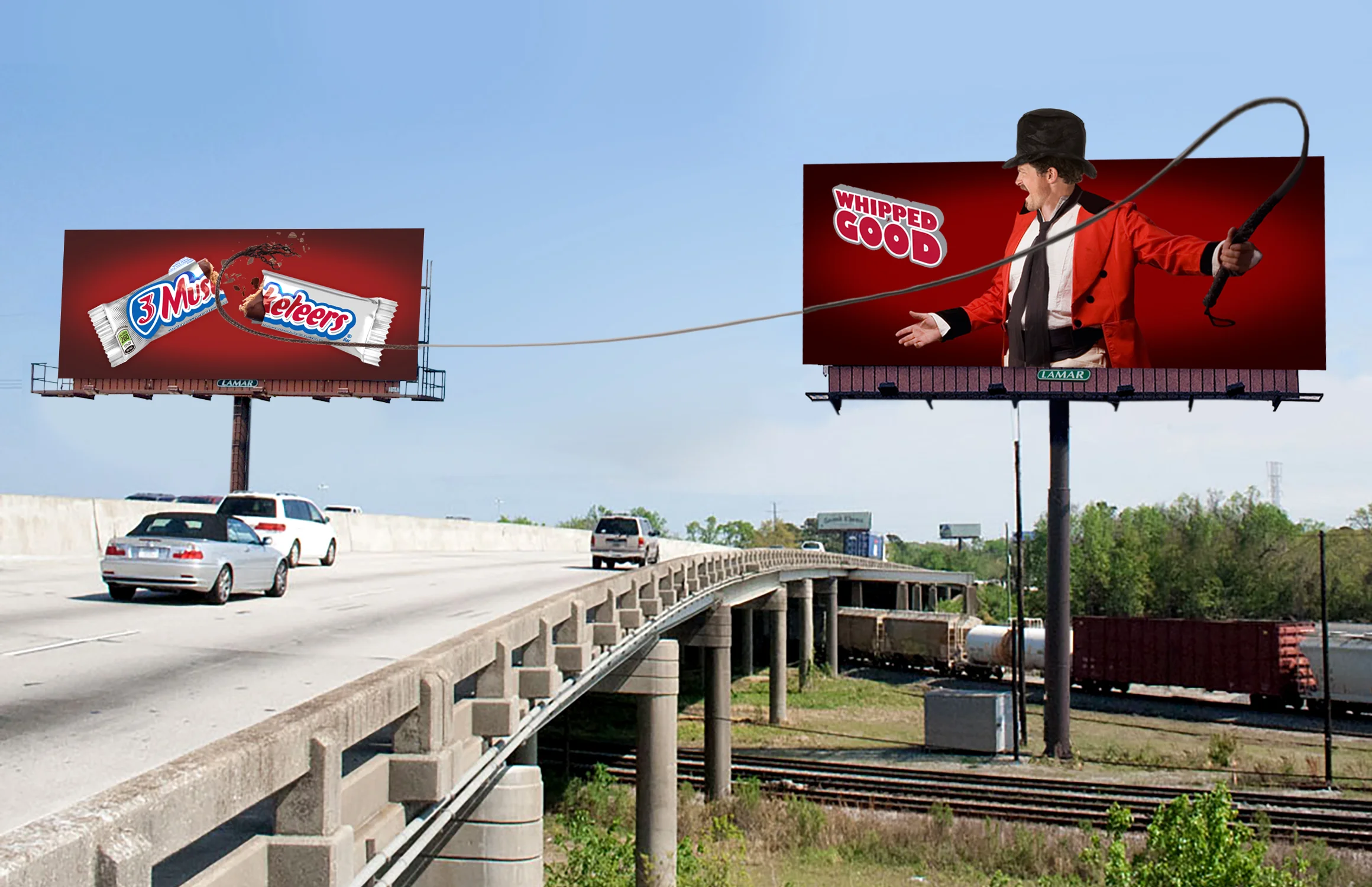  We crossed our fingers that trucks wouldn't tear down the rope.   Credits CD/AD: Marisa Groenweghe CD/CW: Kathleen Tax Wille   