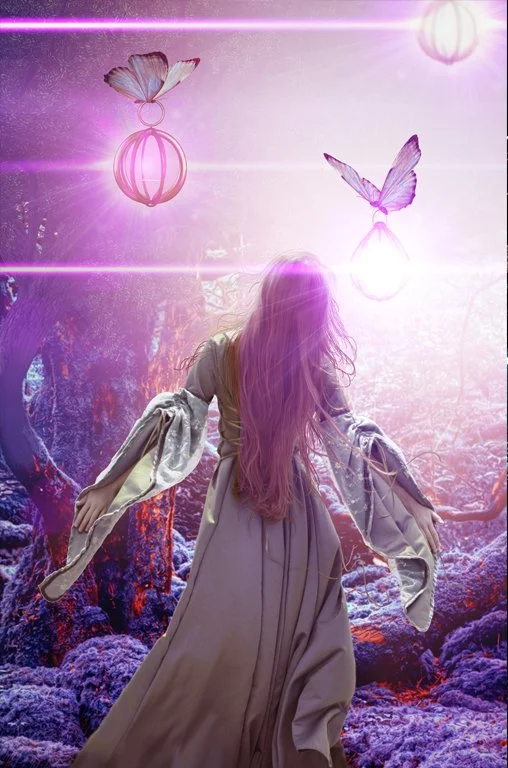 fantasy digital art of a woman in magical forest