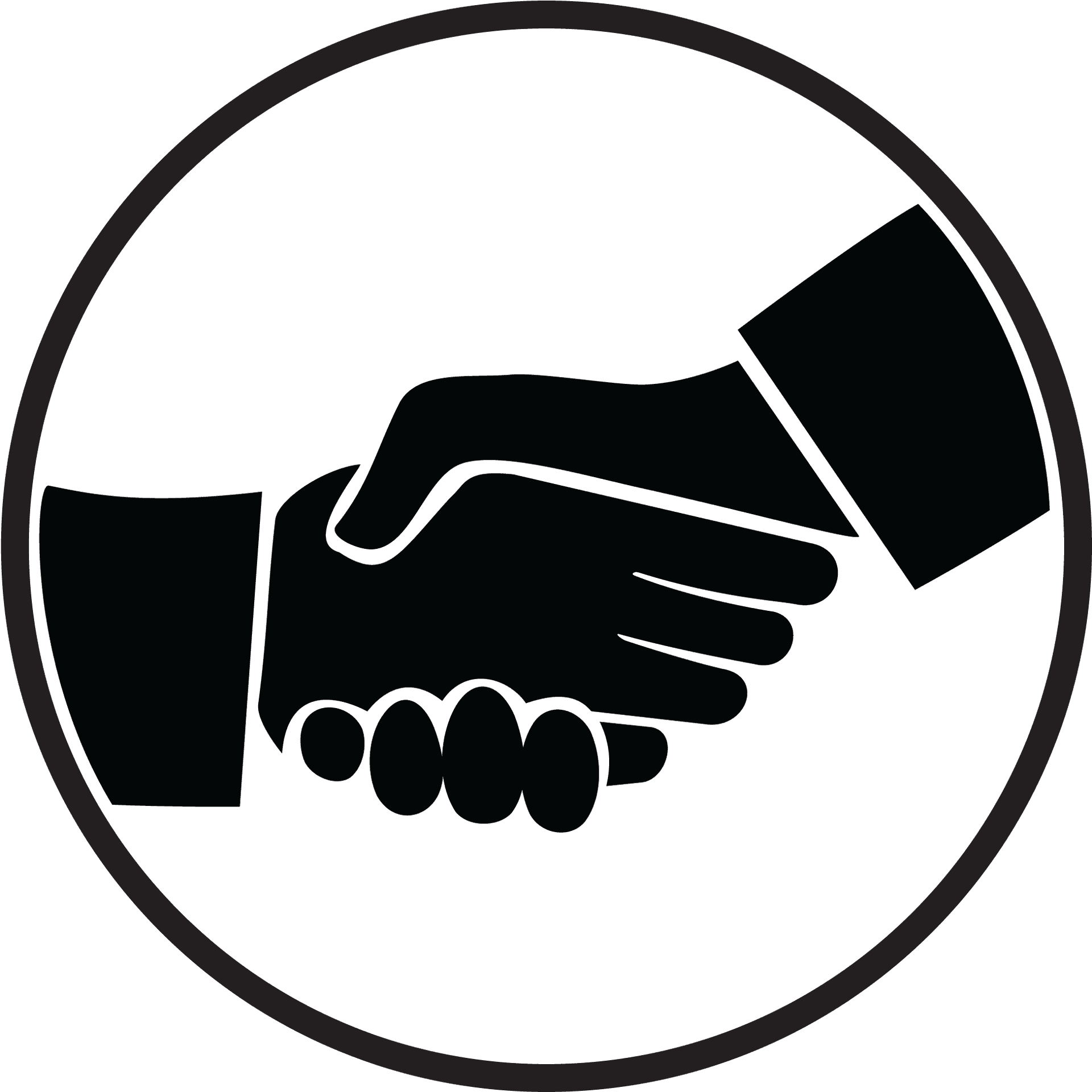 Illustration of two hands shaking, symbolizing cooperation or agreement.
