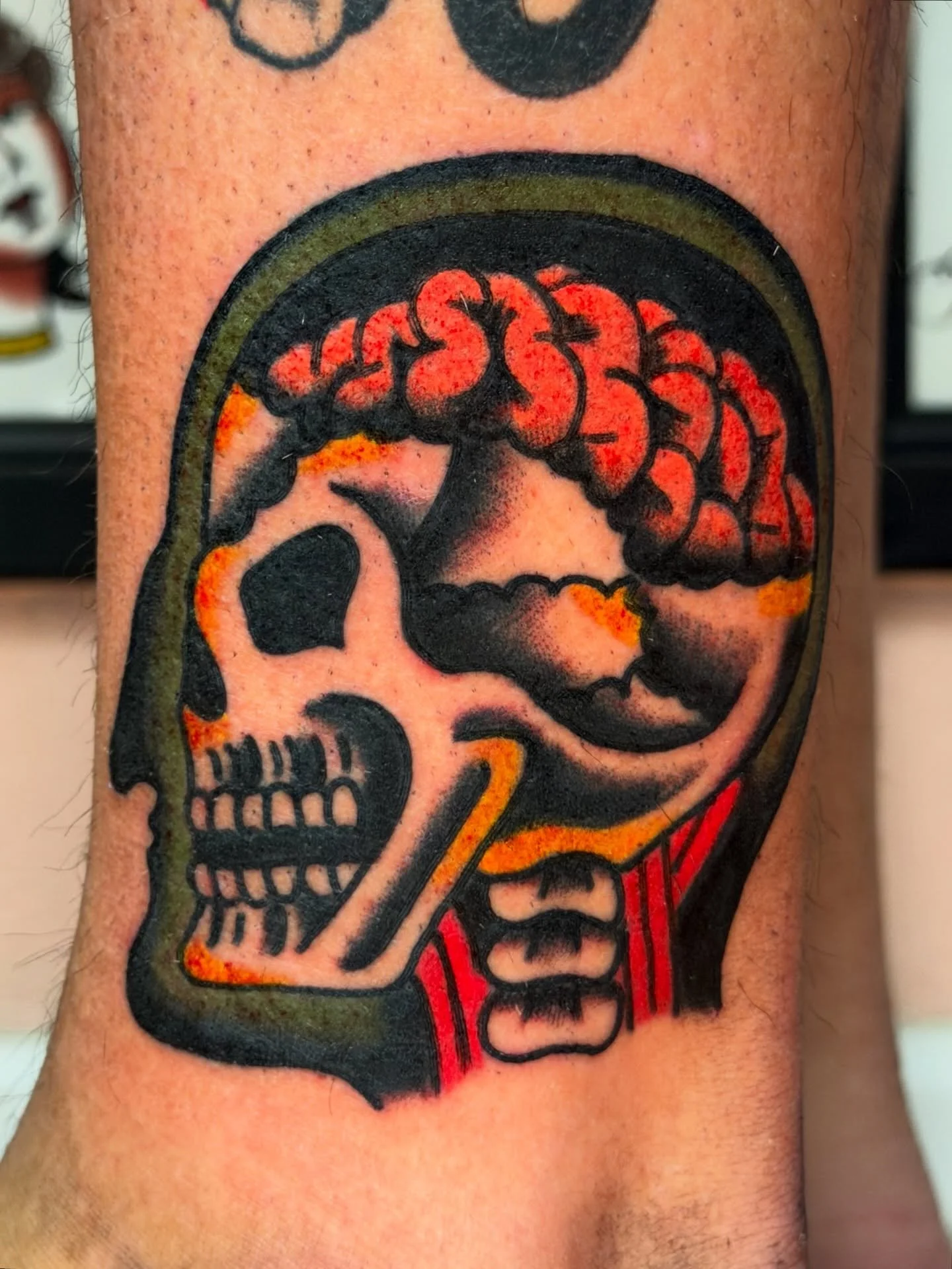 Got to tattoo some @chrisfernandeztattooing flash picked off the wall here at @luckyhorsetattoo ! Got Wednesday and Thursday available for some tattoos this week . Your idea or mine 😎