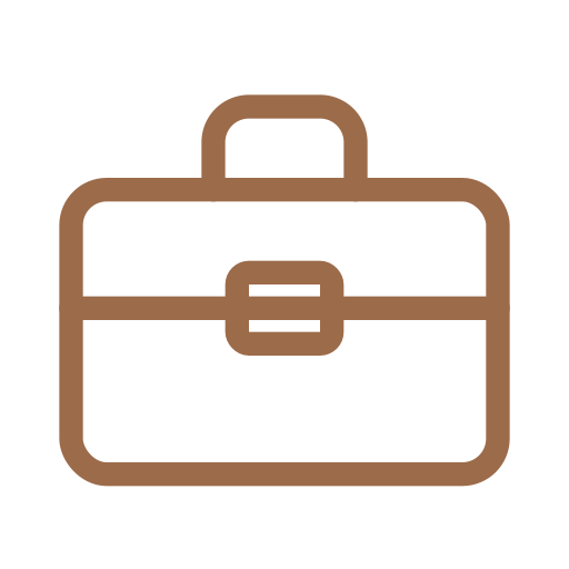 Icon of a brown briefcase with a handle.