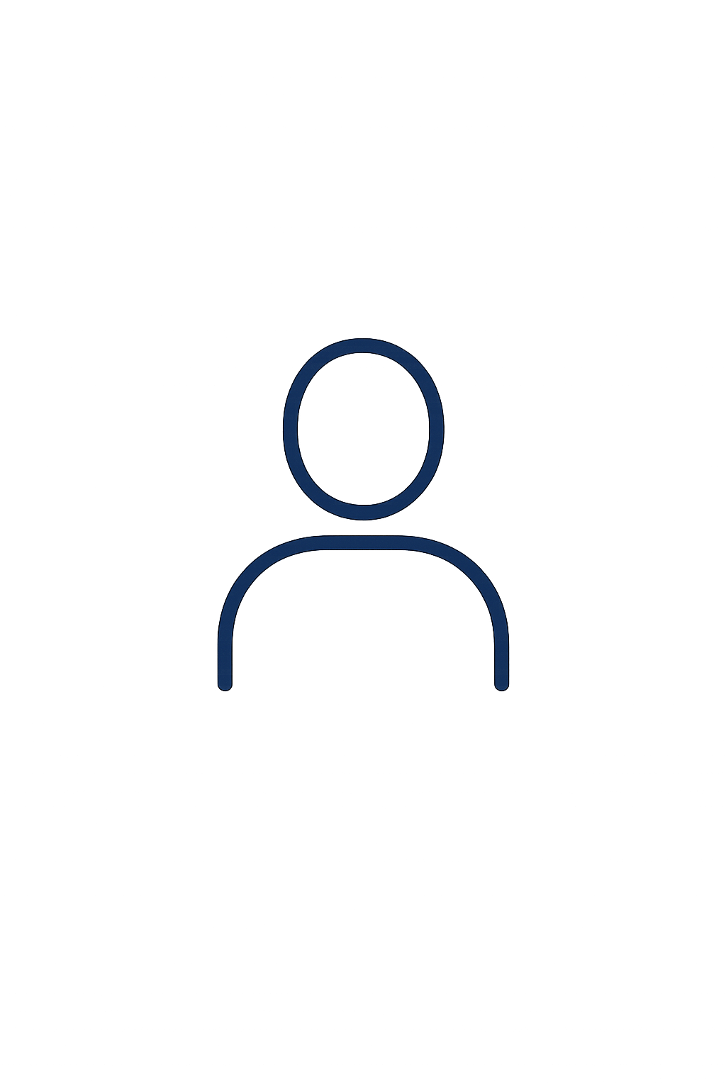 A simplified user profile icon with a blue outline of a person on a dark background.