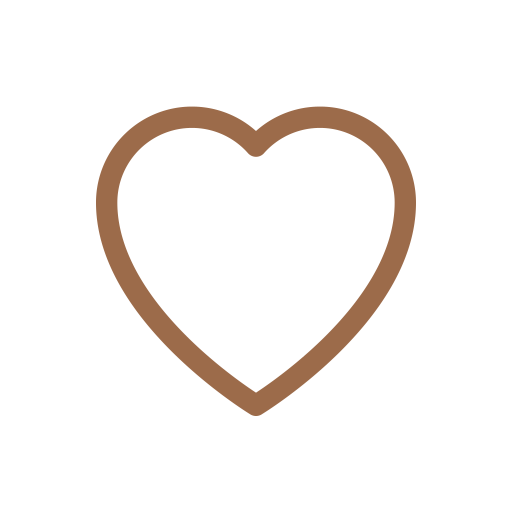 Brown outlined heart on a black background