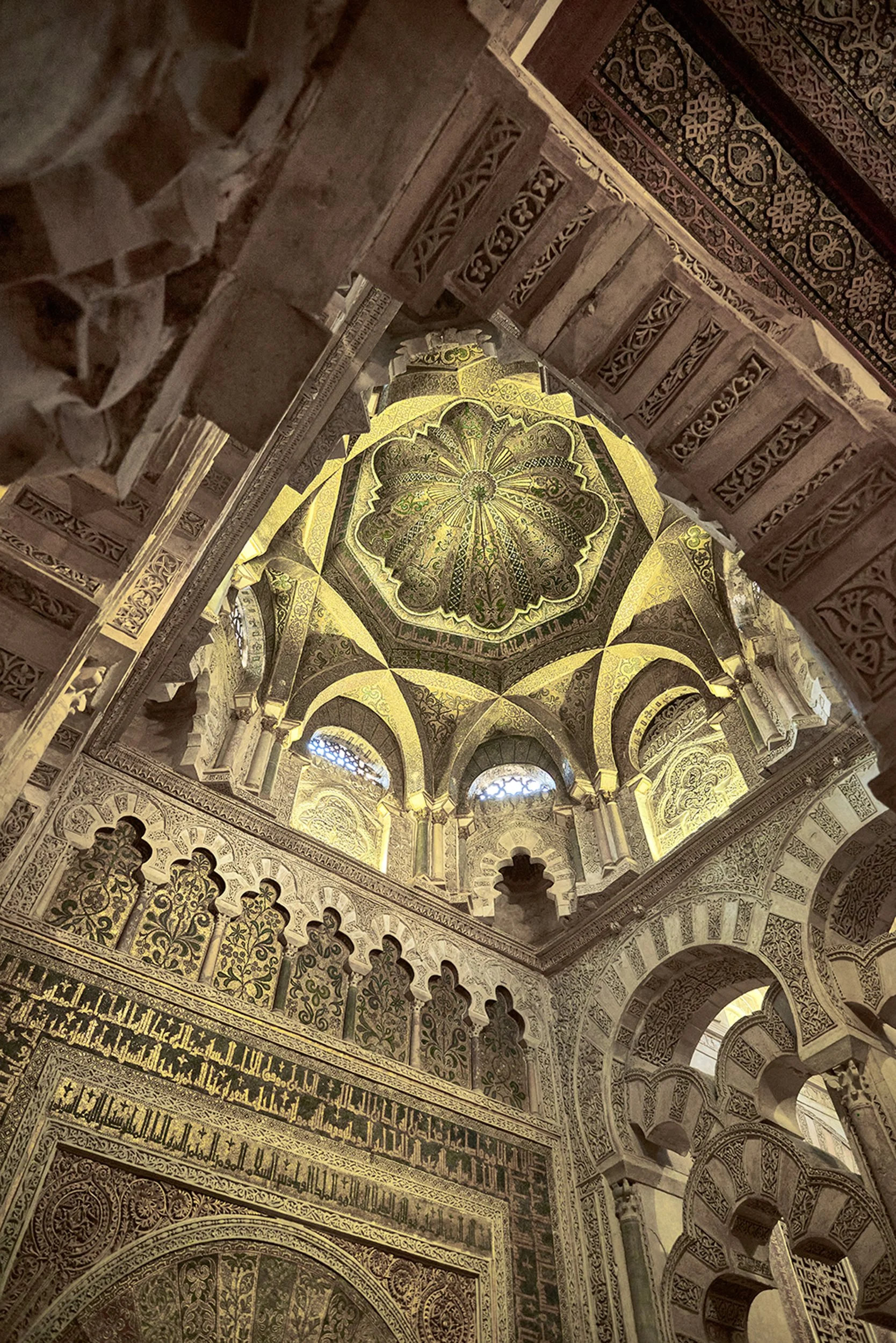 The dome over the bay in front of the Mihrab in the Mosque-Cathedral of Córdoba.