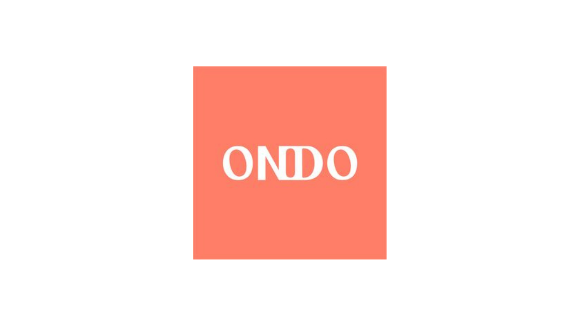A pink square with the white text 'ONDO' in the center.
