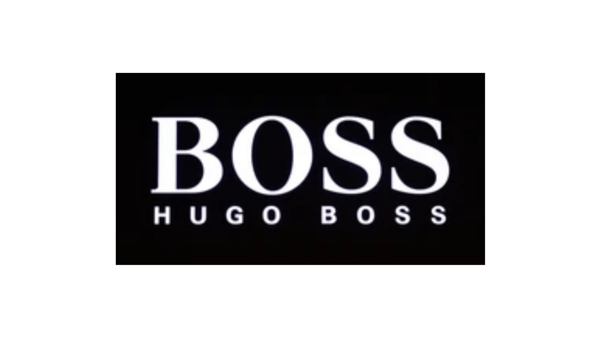 Logo of BOSS Hugo BOSS in white text on a black background.