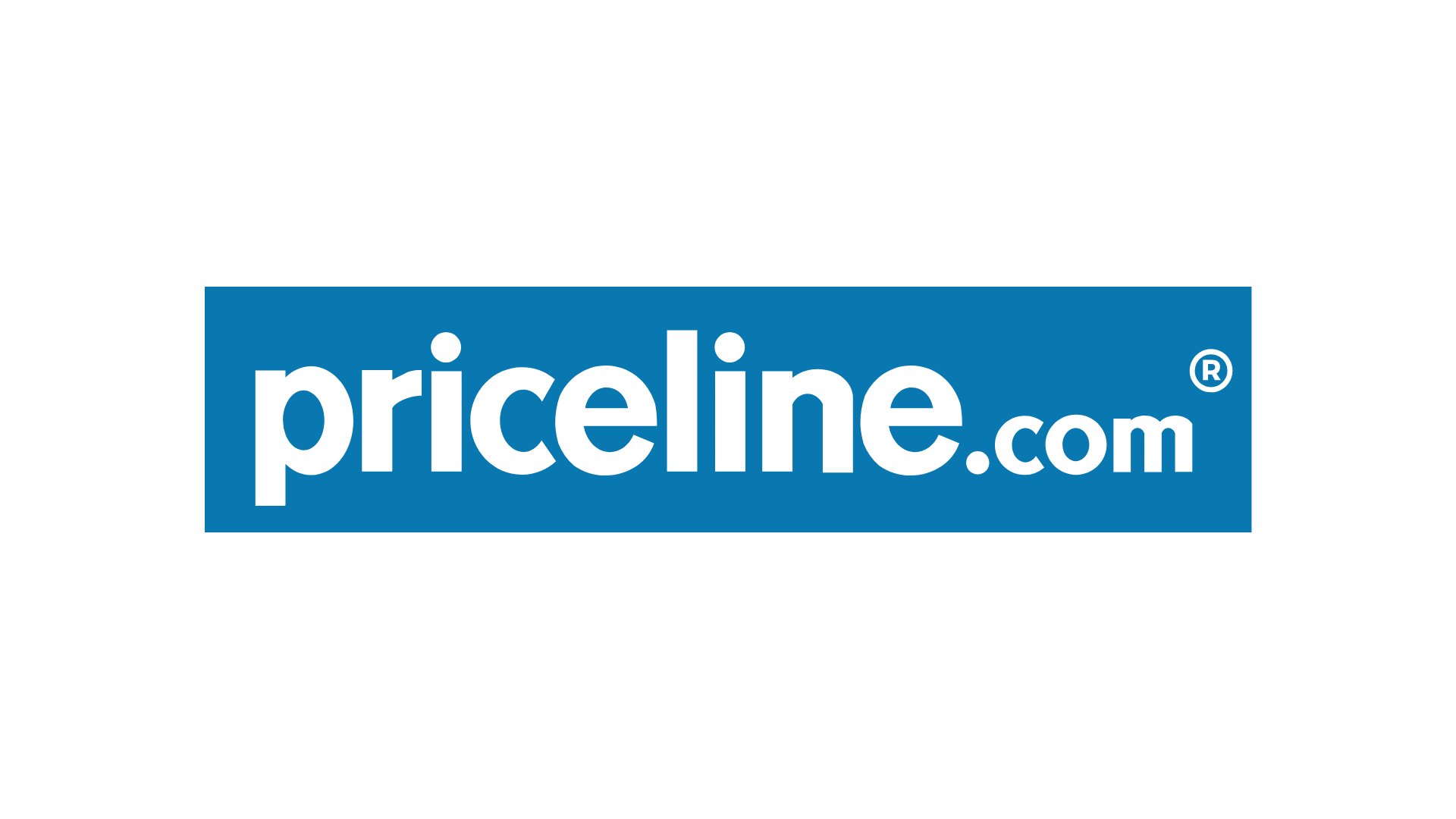 Pricaline.com logo with white text on a blue background.