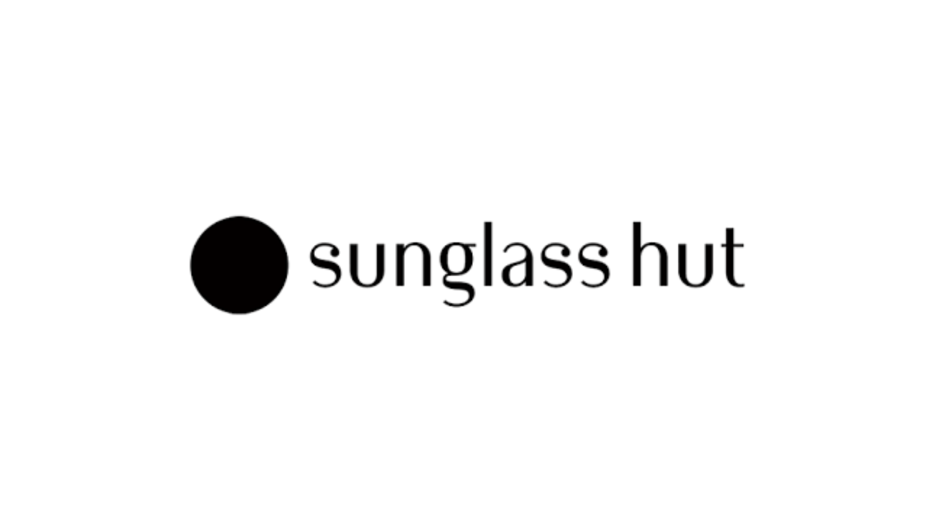 Logo for Sunglass Hut featuring a black circle and black text on a white background.