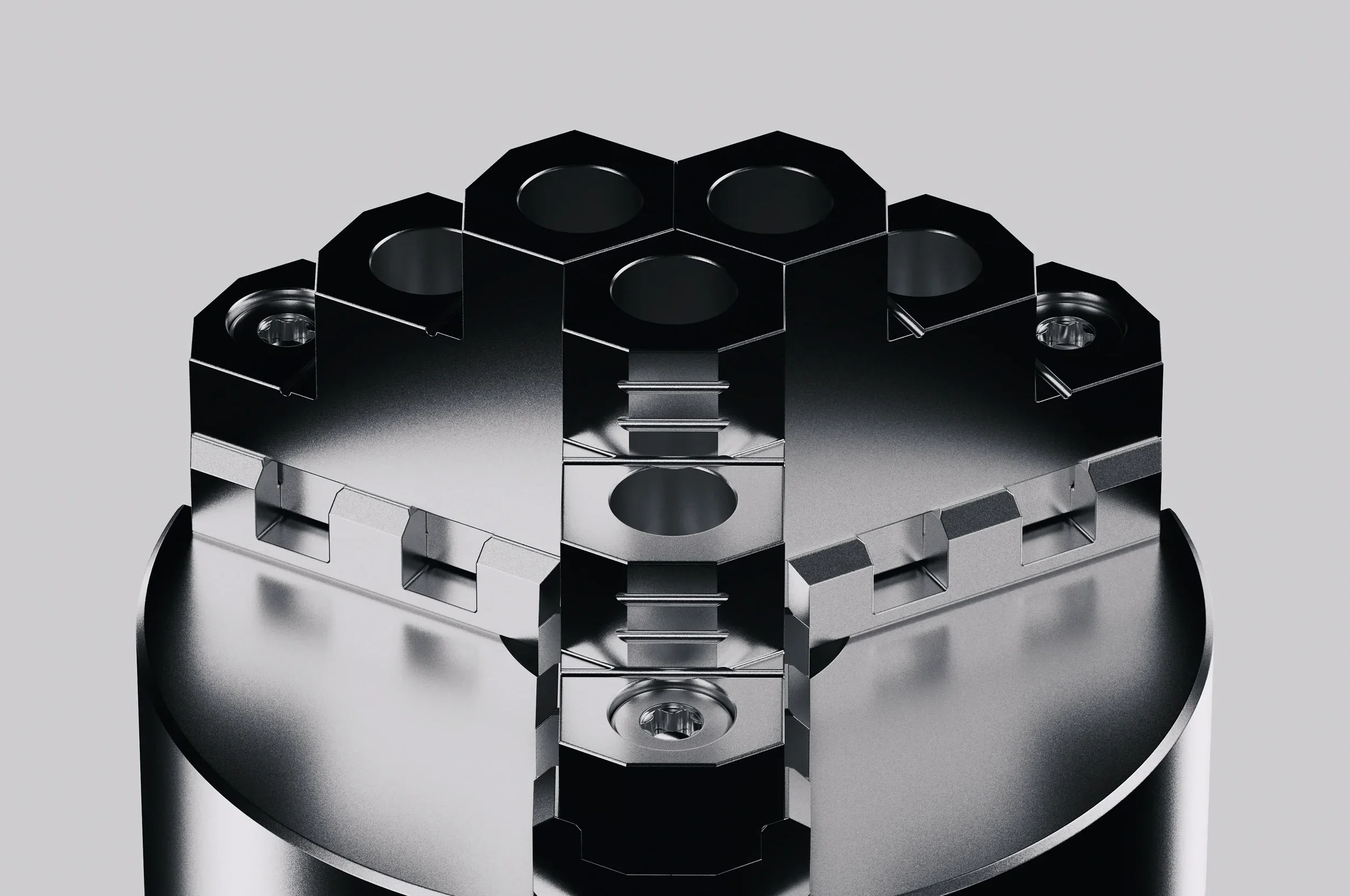 Close-up cross-section of precision-machined rheocasting tooling insert.