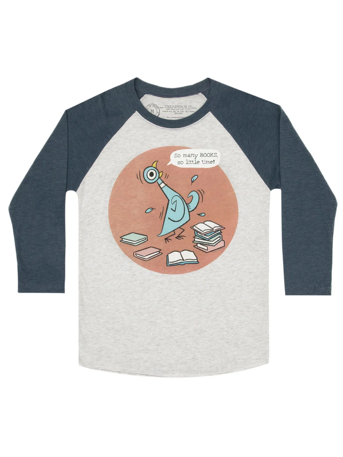 The Pigeon - So Many Books! Unisex 3/4 Sleeve