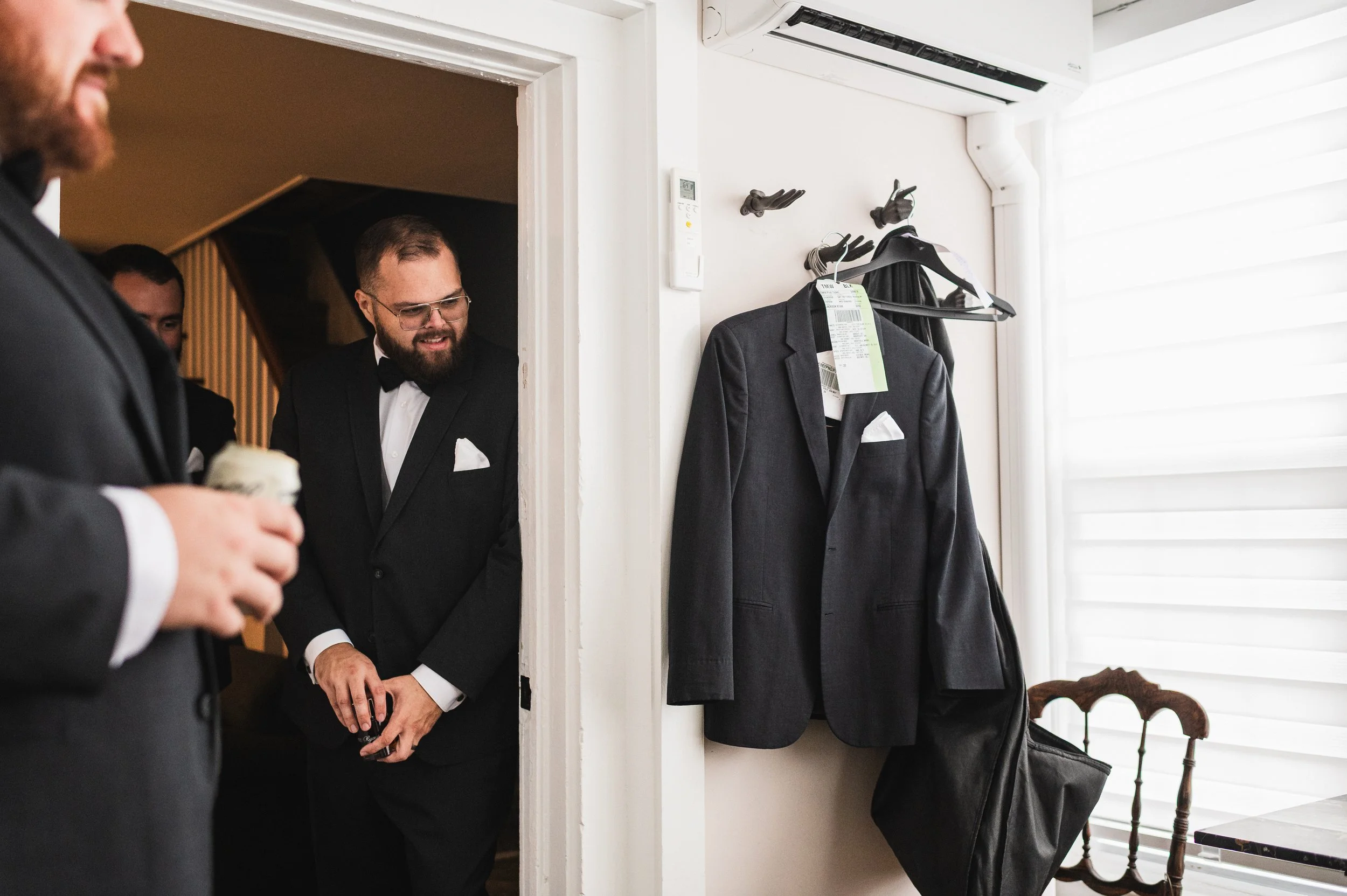 Groomsmen in grooms lounge