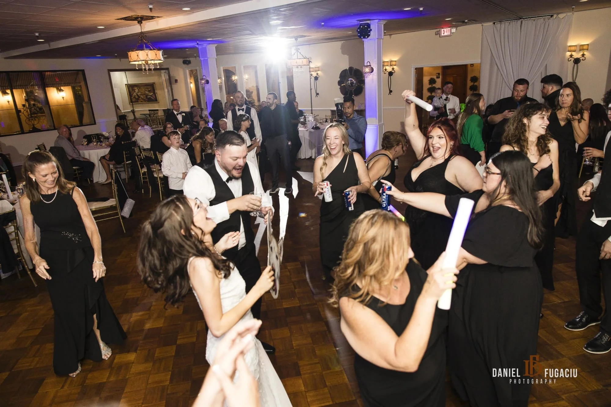 Wedding guests partying