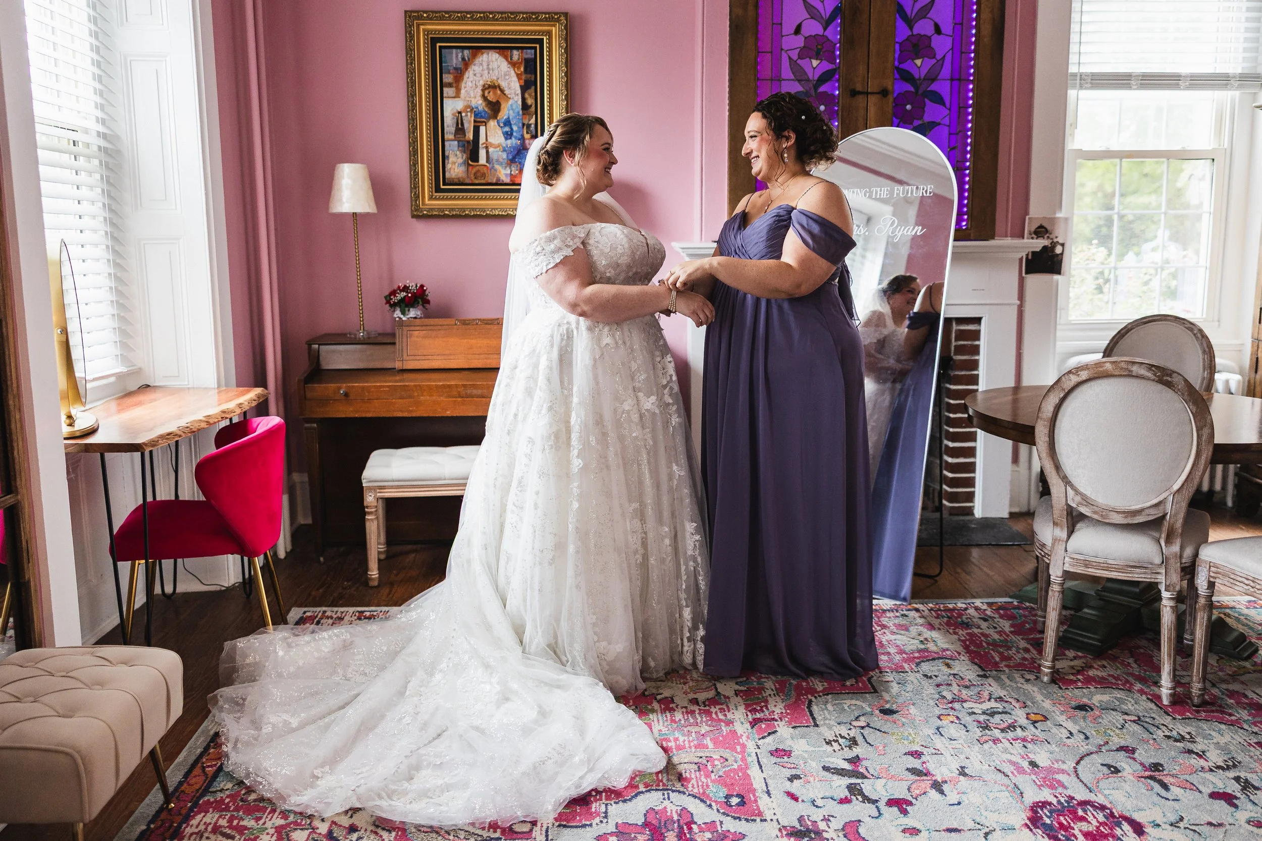 Bride and maid of honor