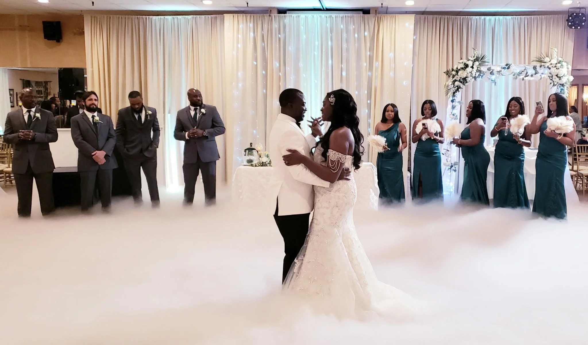 Bride and groom cloud dance 