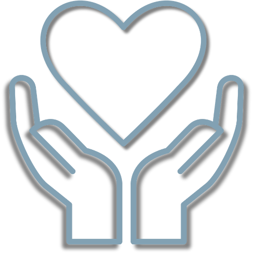 Two hands holding a heart.