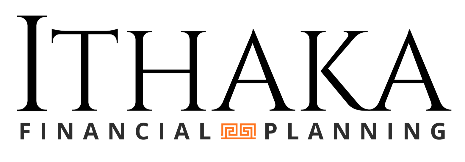 Logo with a stylized Greek key design in orange between the words 'Financial' and 'Planning'.