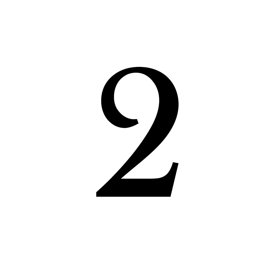 Number 2 on a black and white circular background