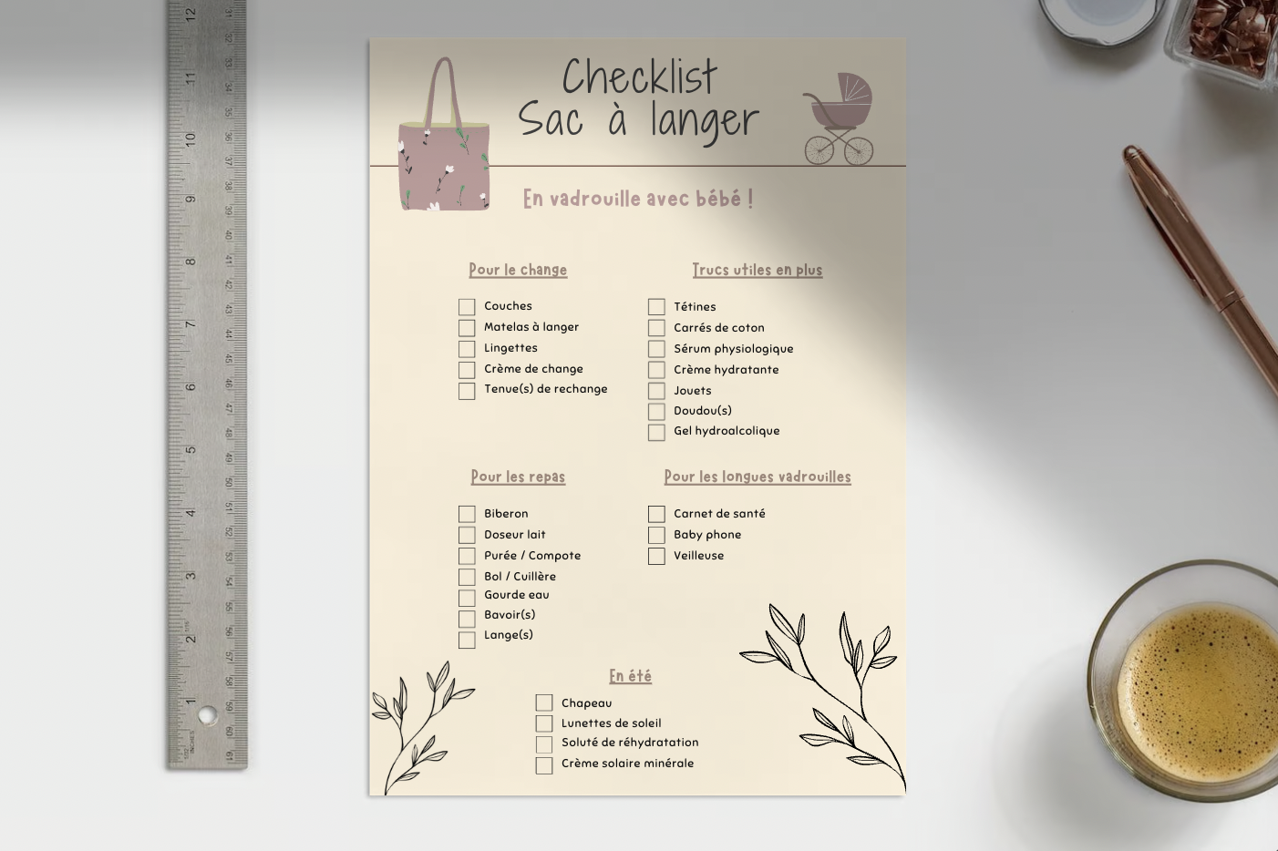 Checklist - Sac à Langer