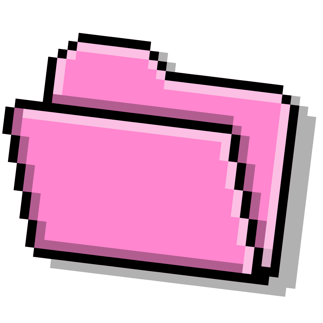Pixelated illustration of pink file folders stacked together.