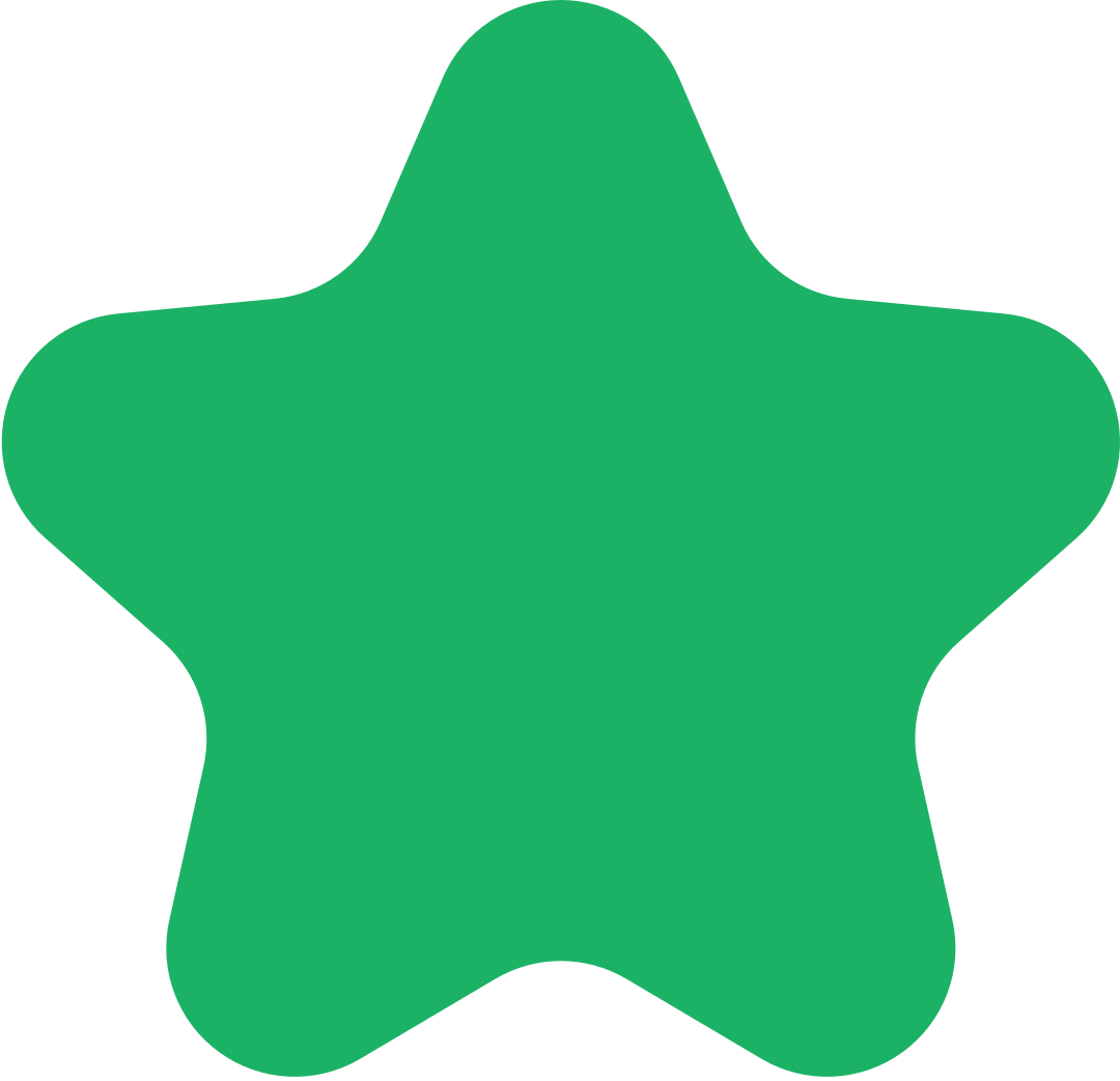 Green star-shaped badge or icon.