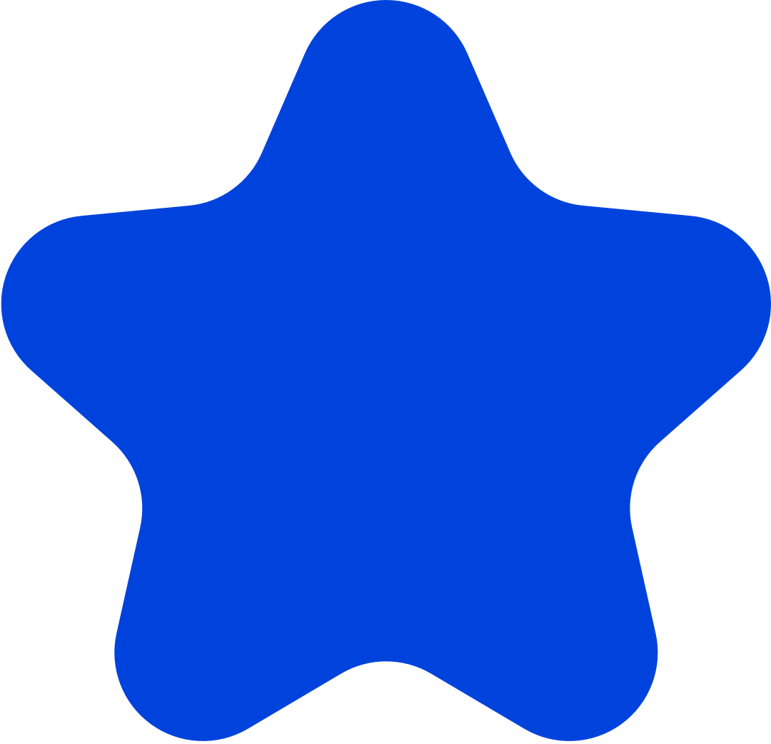 A large, solid blue, five-pointed star shape.