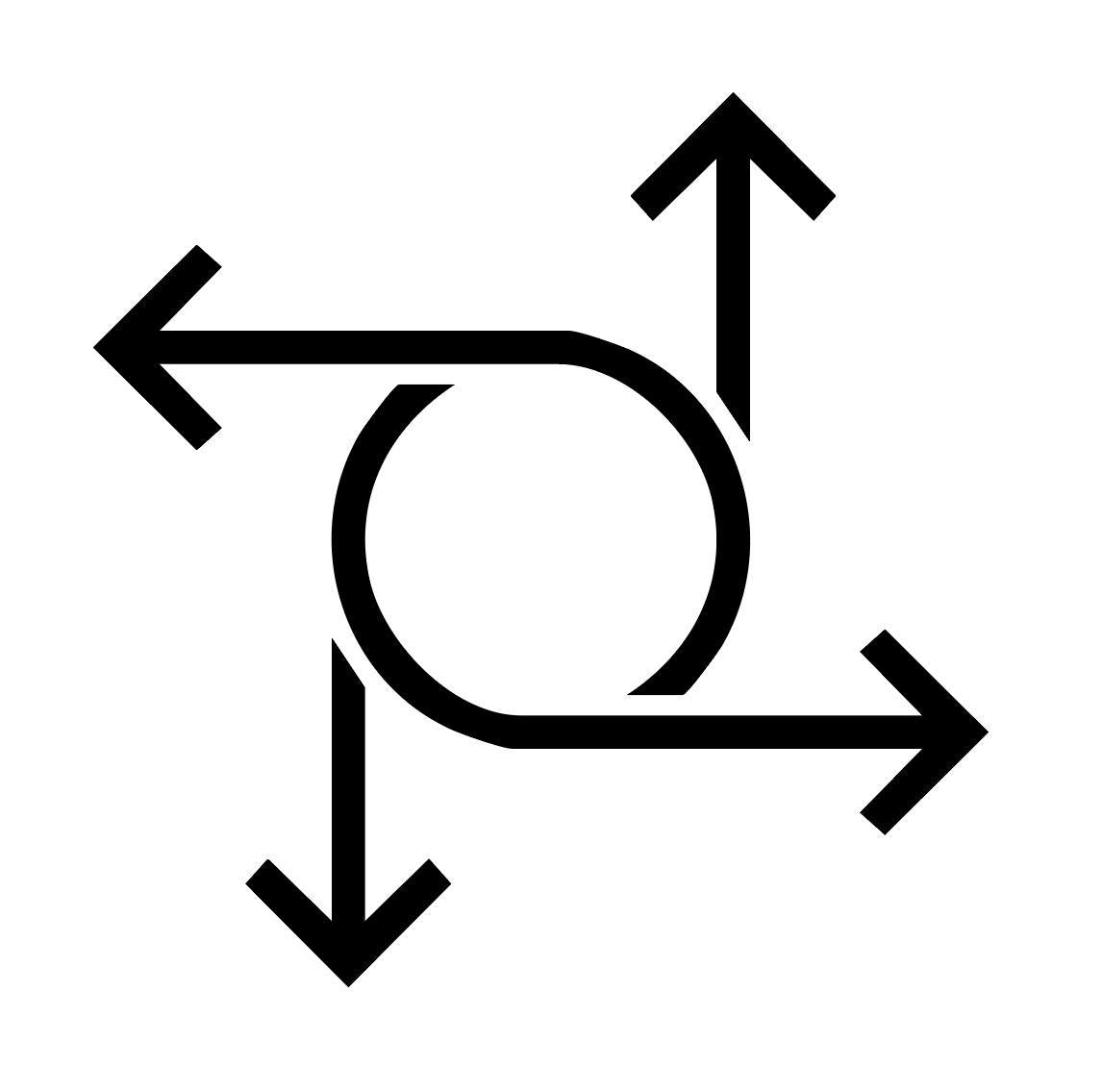 A black and white icon showing arrows pointing in four directions: left, right, up, and down.