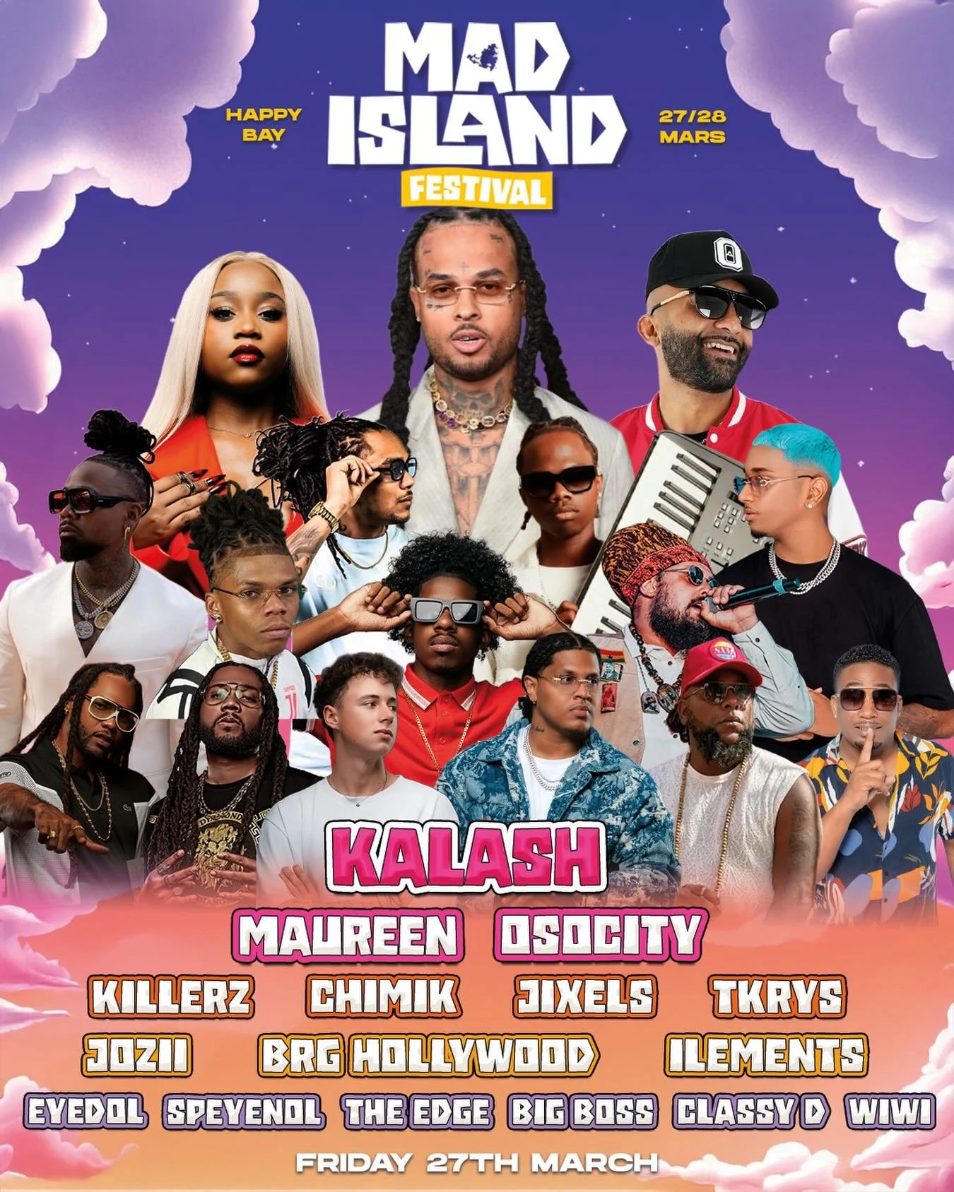 🔥 FRIDAY LINE-UP &ndash; MAD ISLAND FESTIVAL

Friday sets the tone. Maximum energy. No warm-up.

⸻

🌍 KALASH @kalash972 

A leading figure in French dancehall, Kalash is one of the most influential Caribbean artists of his generation.

Originally f