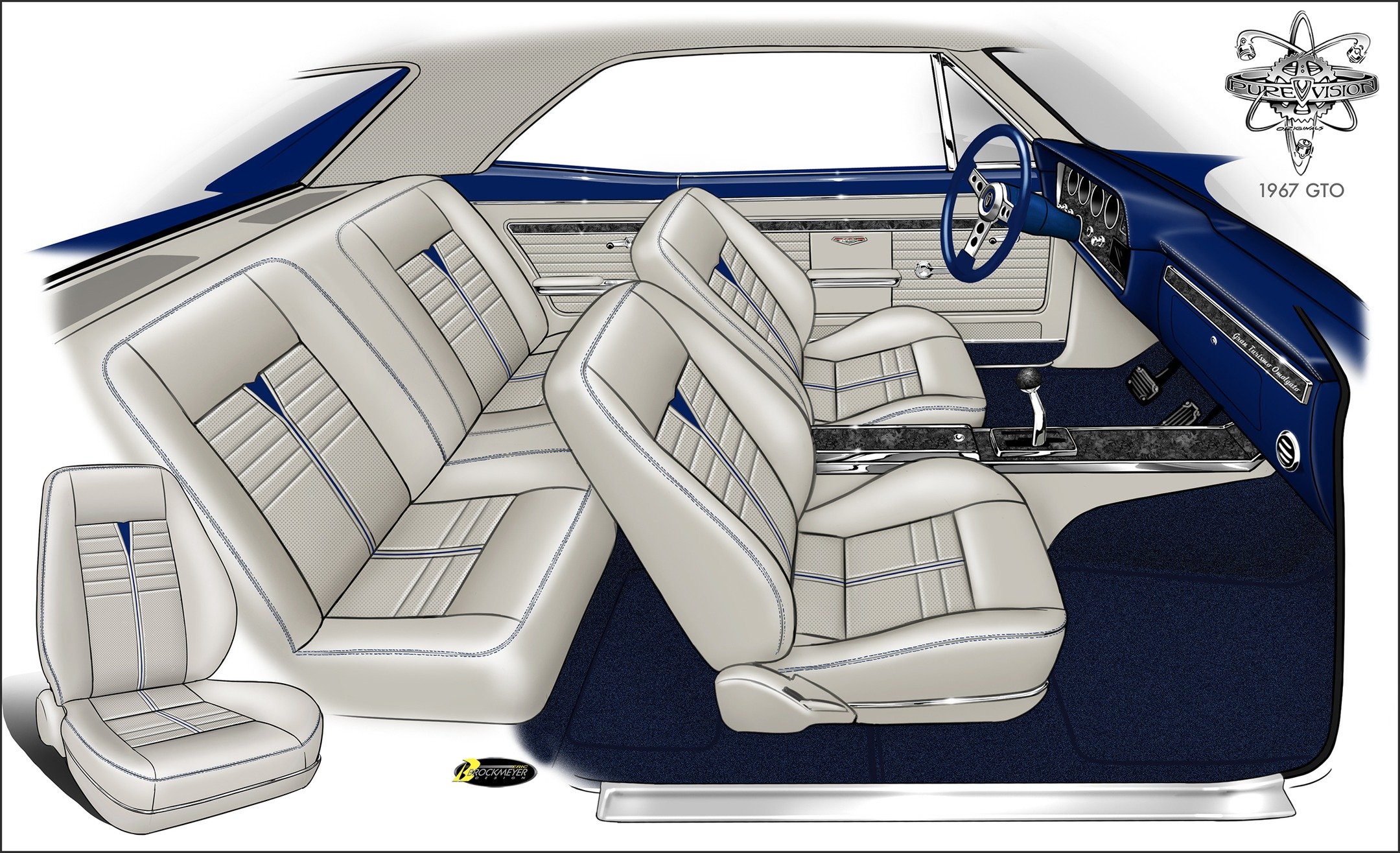 This is what the GTO&rsquo;s interior will look like. Eric Brockmeyer takes my hair brained ideas and makes them look incredible! Of course, Gabe&rsquo;s will be transforming this craziness into stunning 3D reality! 
@gabescustominteriors @ericbrockm