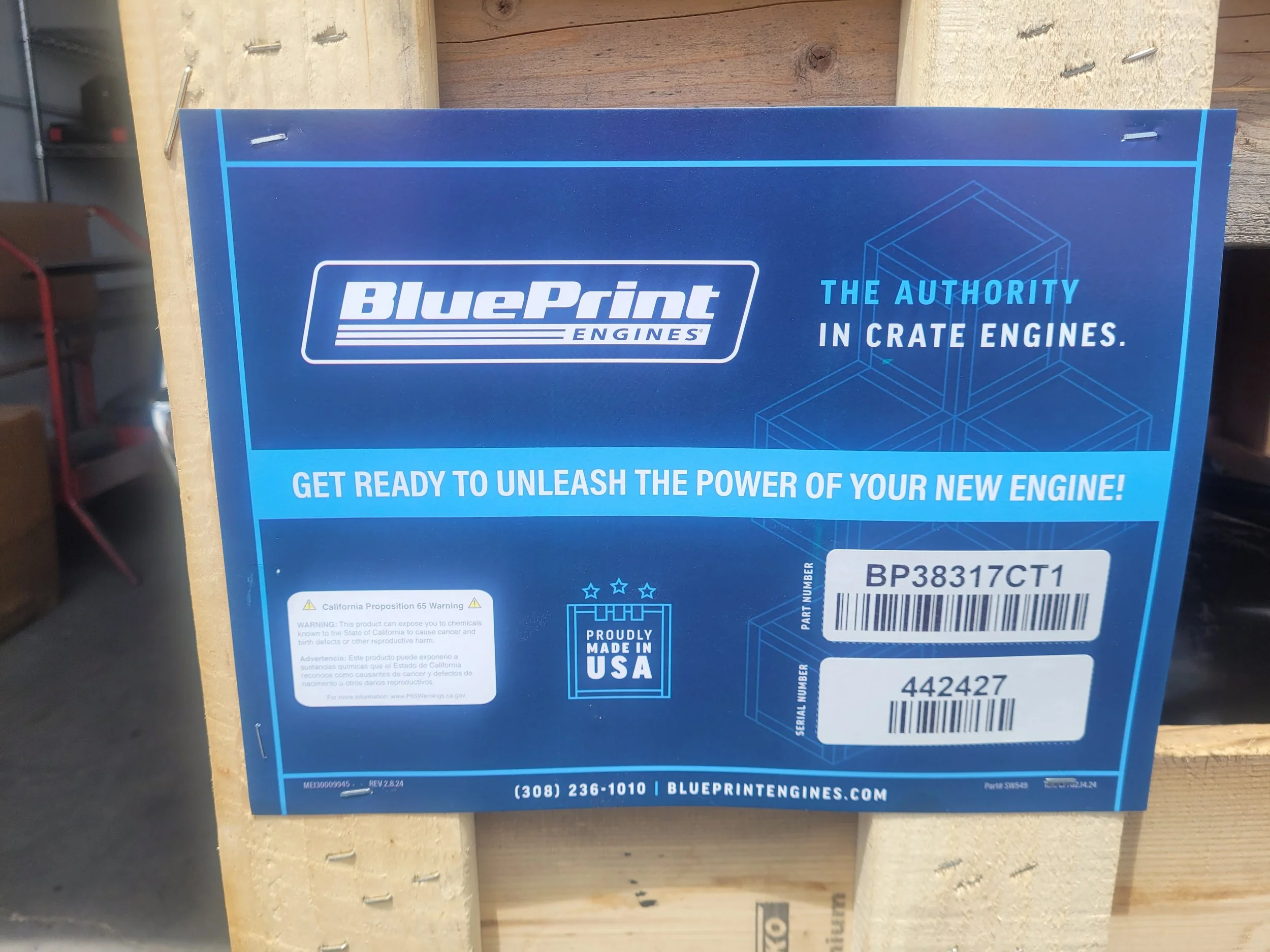 TA-DA!!!
Fresh from those makers of horsepower in Nebraska, Blue Print Engines!
The GM Small Block Compatible 383 c.i. Power Adder Engine. This is EXACTLY what Fracas needs! A long block that is prepped for a blower. How awesome is that? Low compress