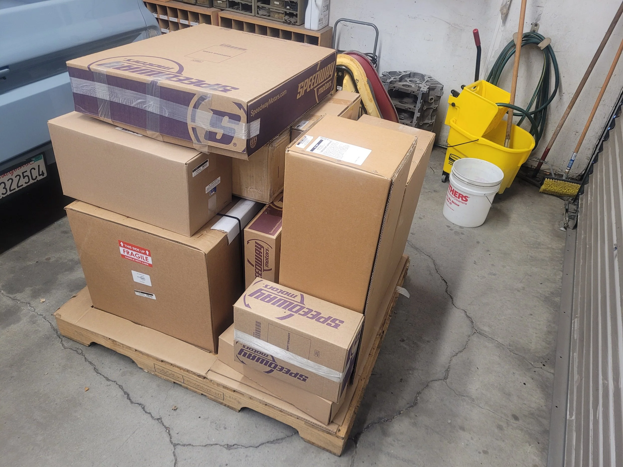 Take a look at all this!
A pallet full of go fast goodies for Fracas from the speed masters at Speedway Motors. Wow! These guys have everything!
Huge thanks to Speedway Motors!
@speedwaymotors
@purevisiondesign