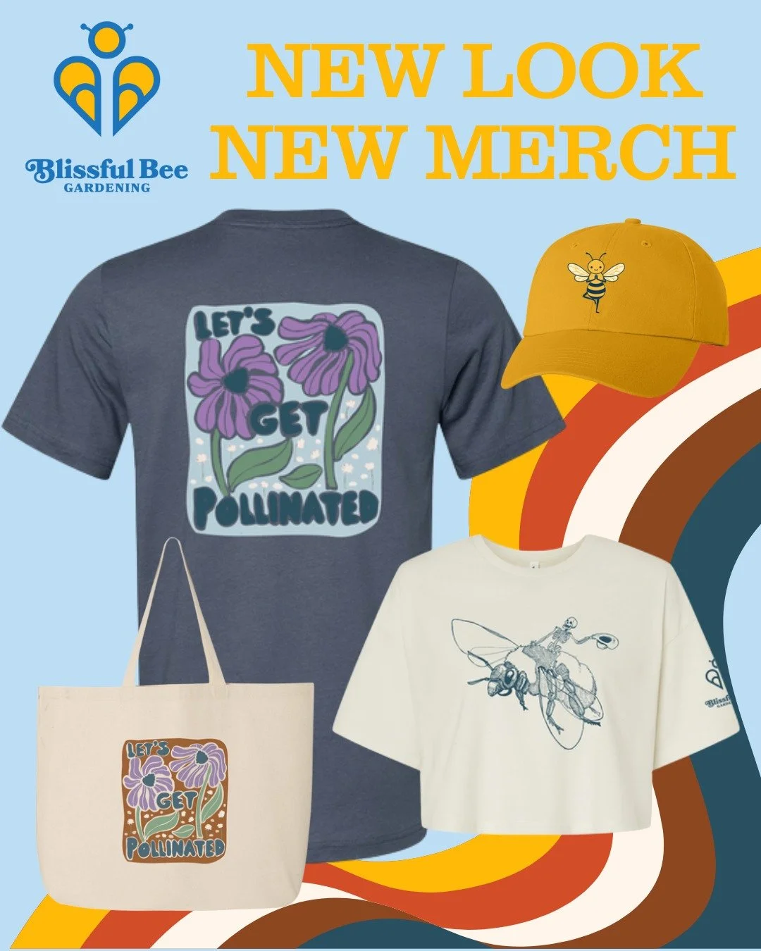 Our first ever Blissful Bee merch store is live.

We worked with @designreplace to create our new logo and brand, and we love how it captures a retro look that feels true to our mission. Back in the 1950s and 60s, everyone wanted to be like the Jones