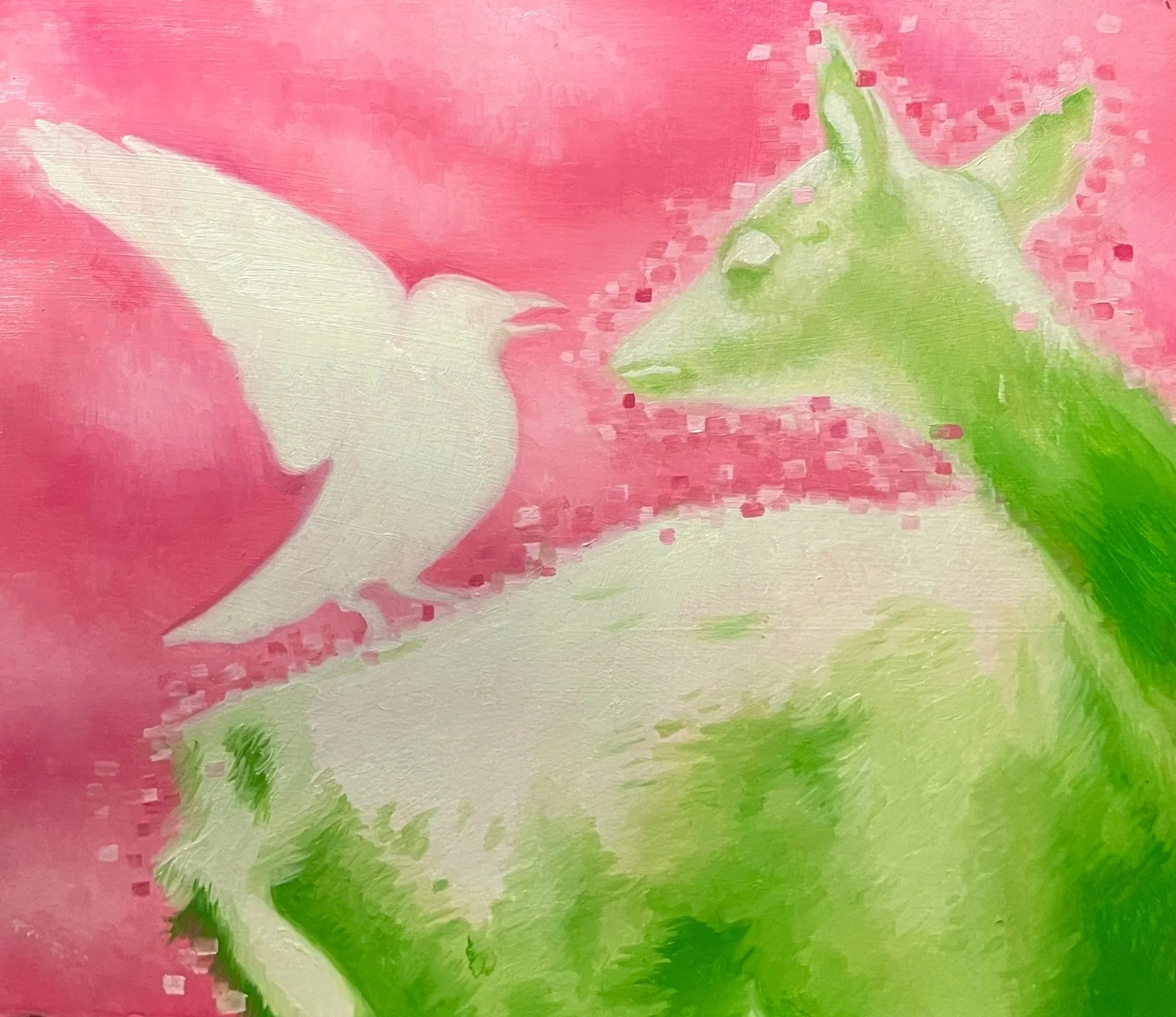 "Warning Signs", 2025, 11" x 13", oil paint on paper