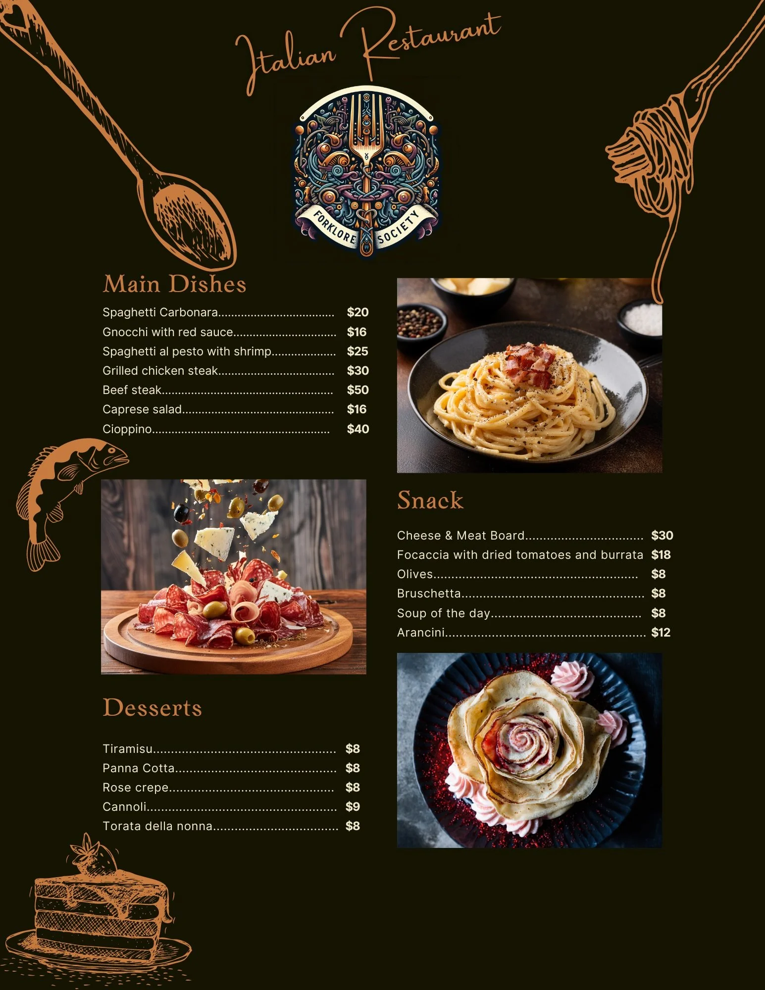 Modern Italian Restaurant Menu  by SF Content Creator