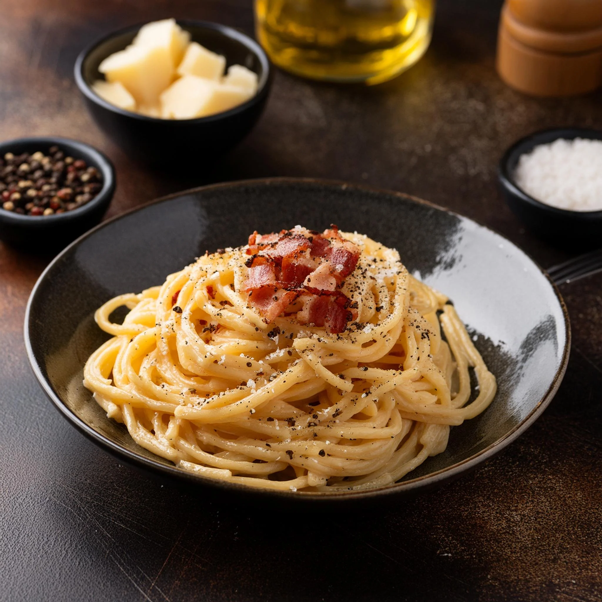 classic spaghetti carbonara - Tasting photography