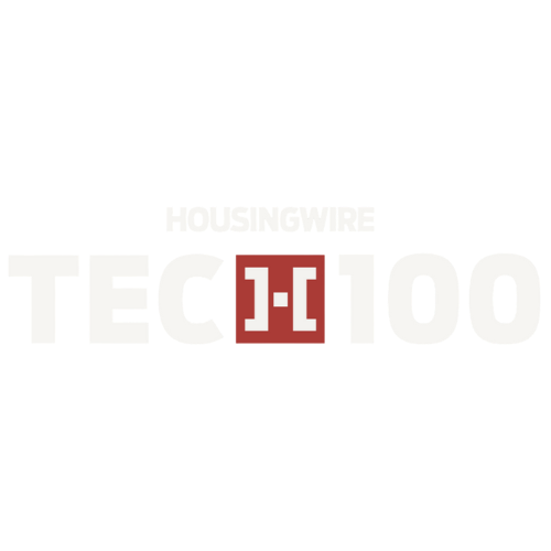 HousingWire TEC-100 logo with black background, white text, and red symbol.