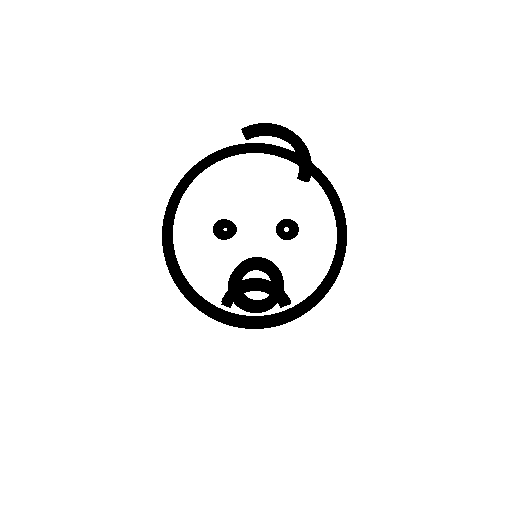 Dessin simple d'un visage d'enfant avec une expression surprise, en style iconographique