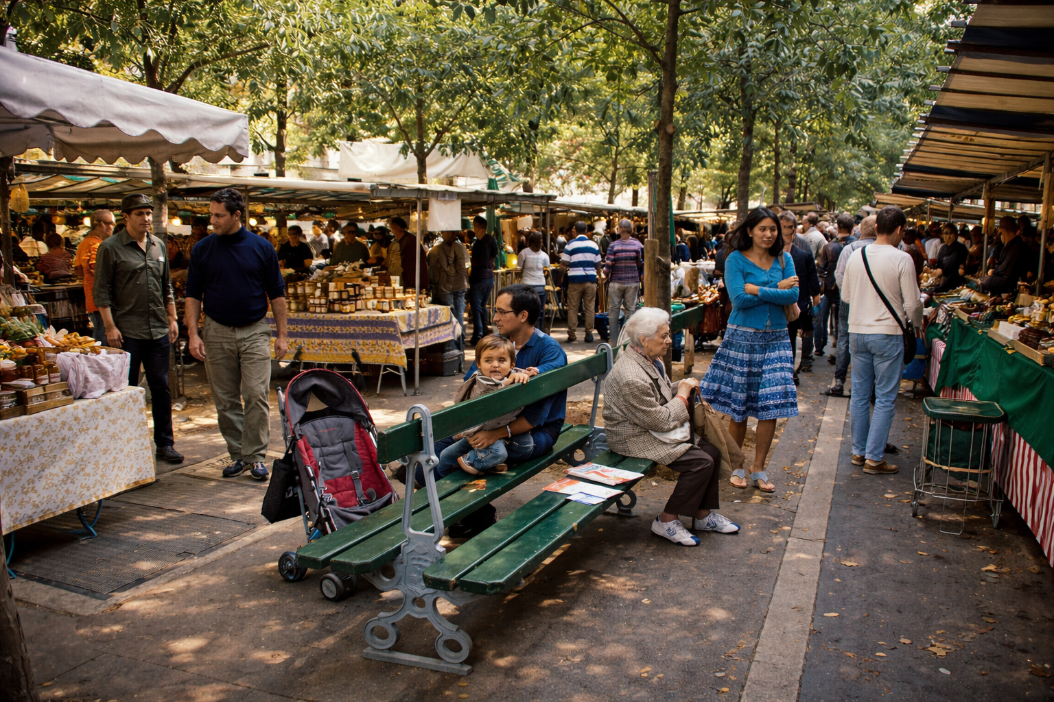 Marché parisien dans le village des Batignolles à Paris, hors des sentiers battus, à 10 mn de Montmarte