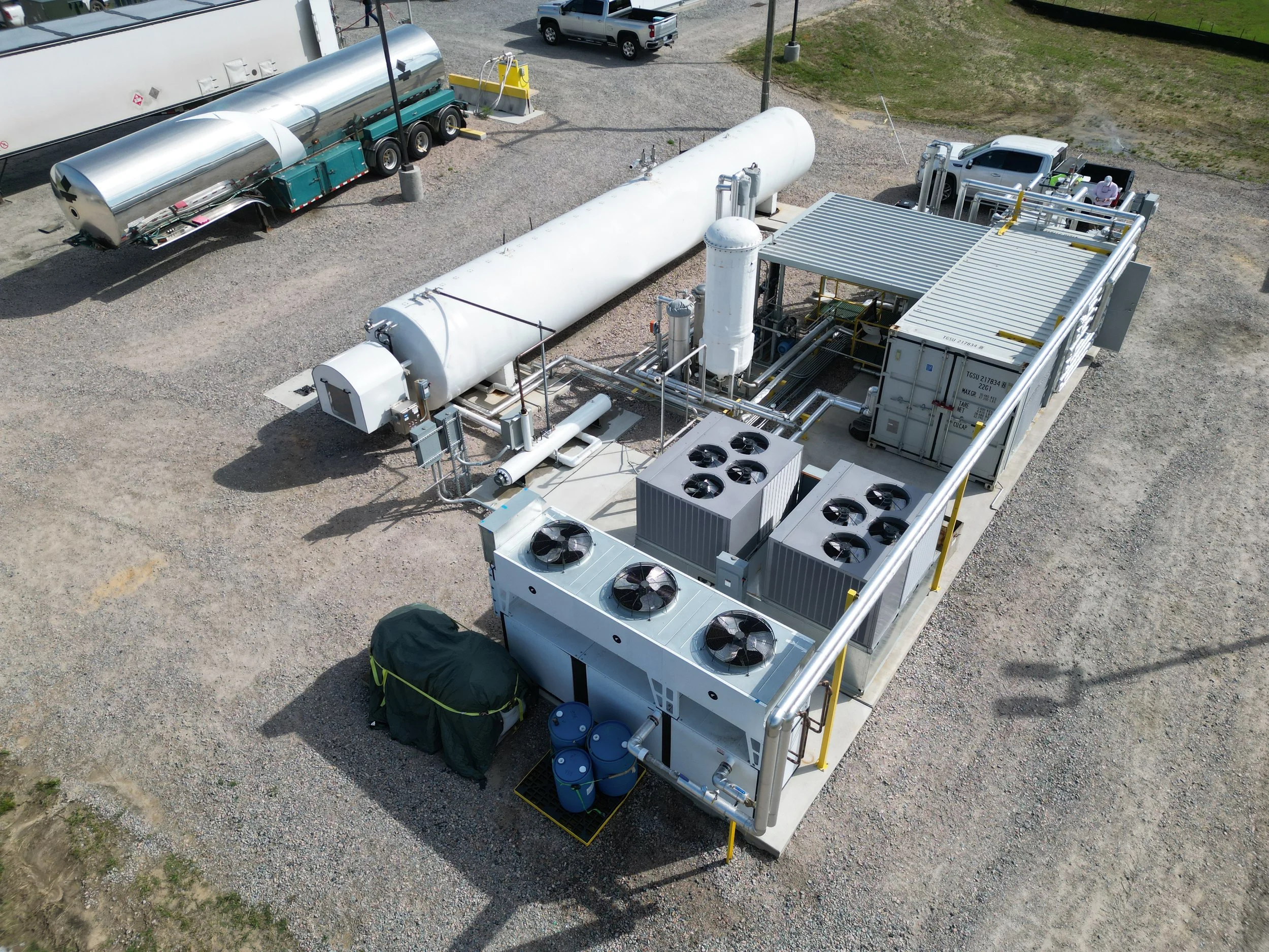 An overhead view of CleanCycle's Lewiston plant, showing our tanker in the background