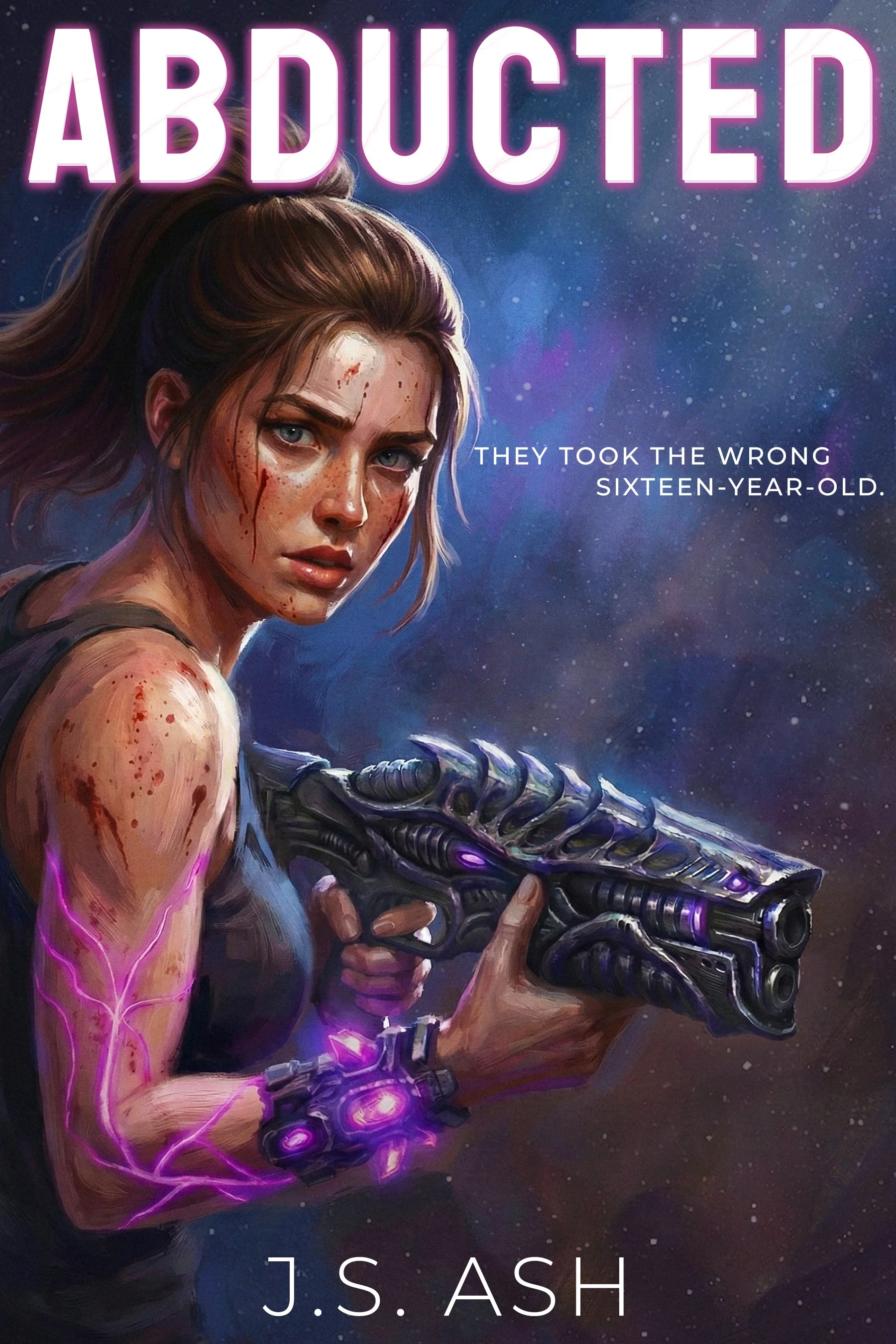 Book cover of Abducted, a YA sci-fi action thriller novel published by Obsidian Wave Publishing.