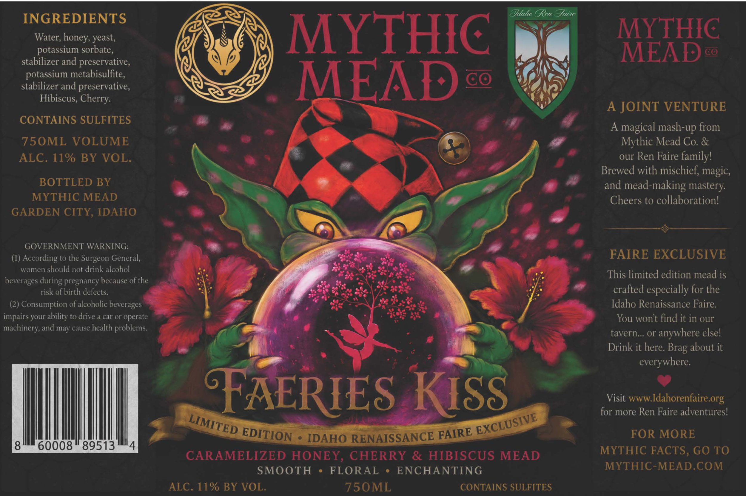 -Early Bird price- Faeries Kiss Idaho Ren Faire Exclusive-Caramelized Honey, Cherry & Hibiscus Mead 750ml bottle-PICK UP FULFILLED BY IDAHO REN FAIRE
