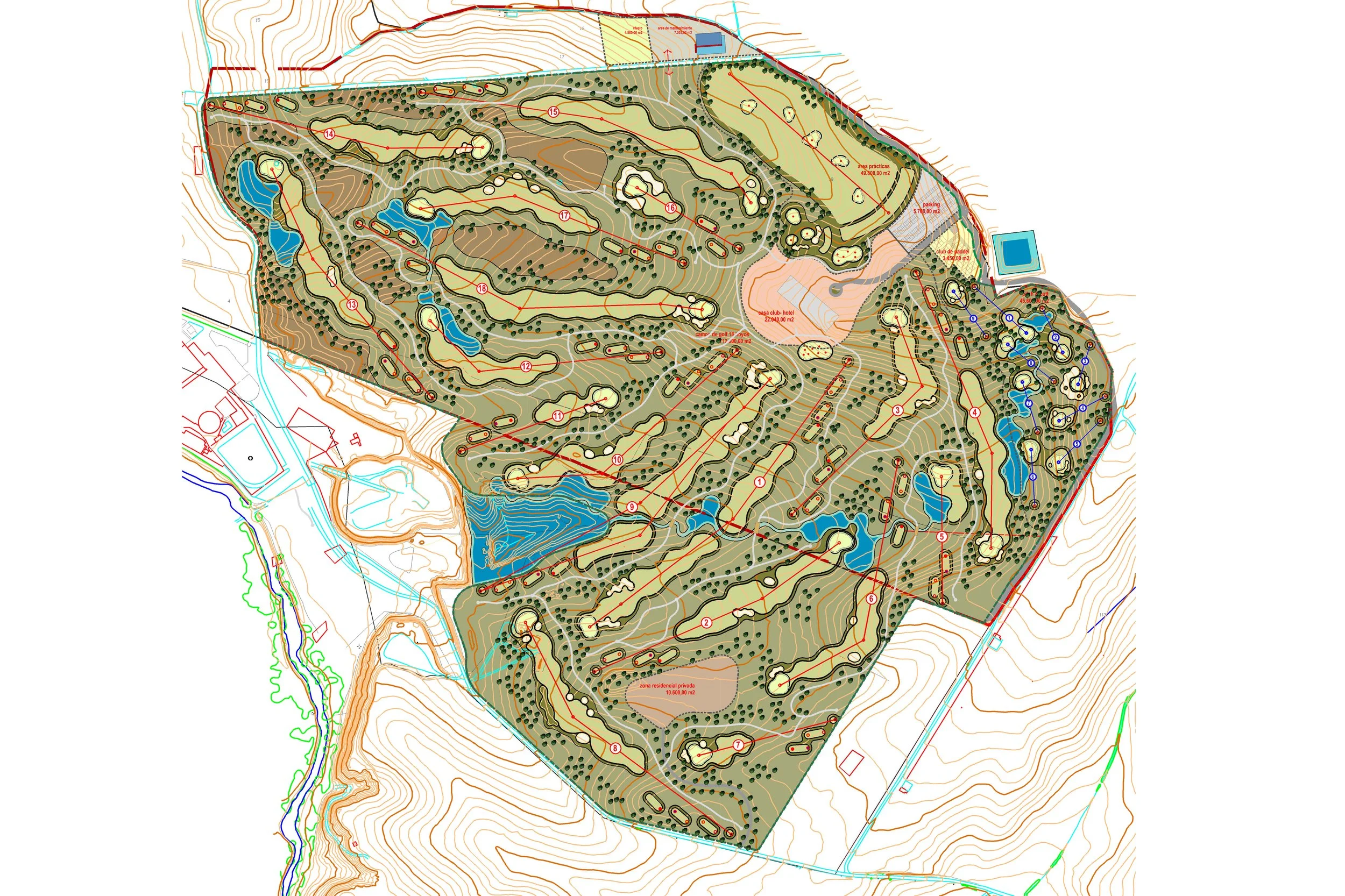 ROUTING PLAN -  CORTIJO ROSALES - CAMPO DE GOLF 18 HOYOS - 9 HOYOS PITCH&PUTT - RECAS - TOLEDO