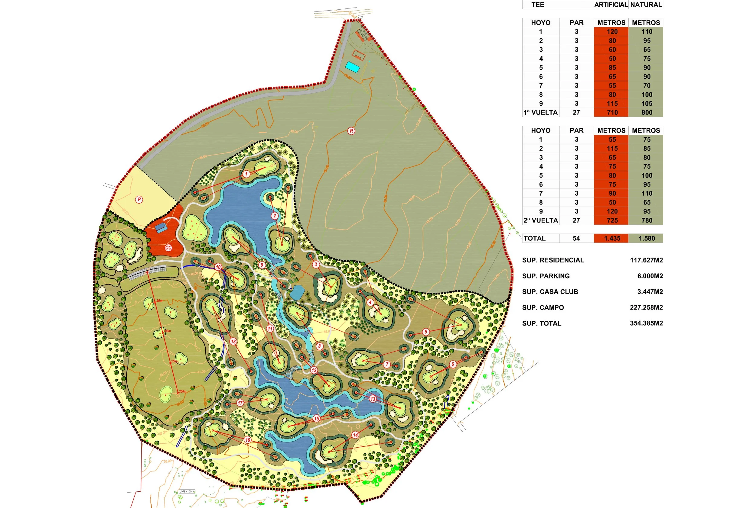 ROUTING PLAN CAMPO DE GOLF 18 HOYOS PITCH&PUTT - CLUB DE POLO SANTO ESTEVAO - PORTUGAL