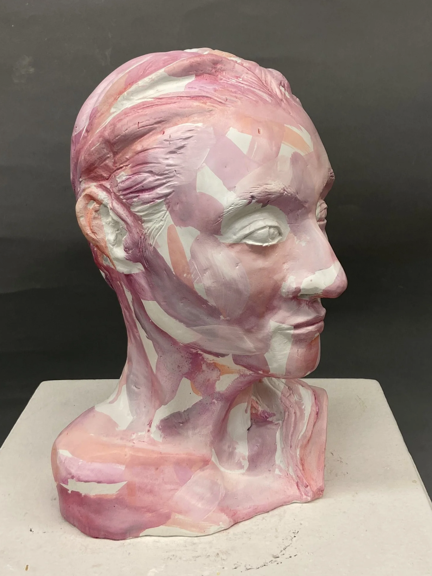 Plaster head study, 2022. 

My first sculpted head. 