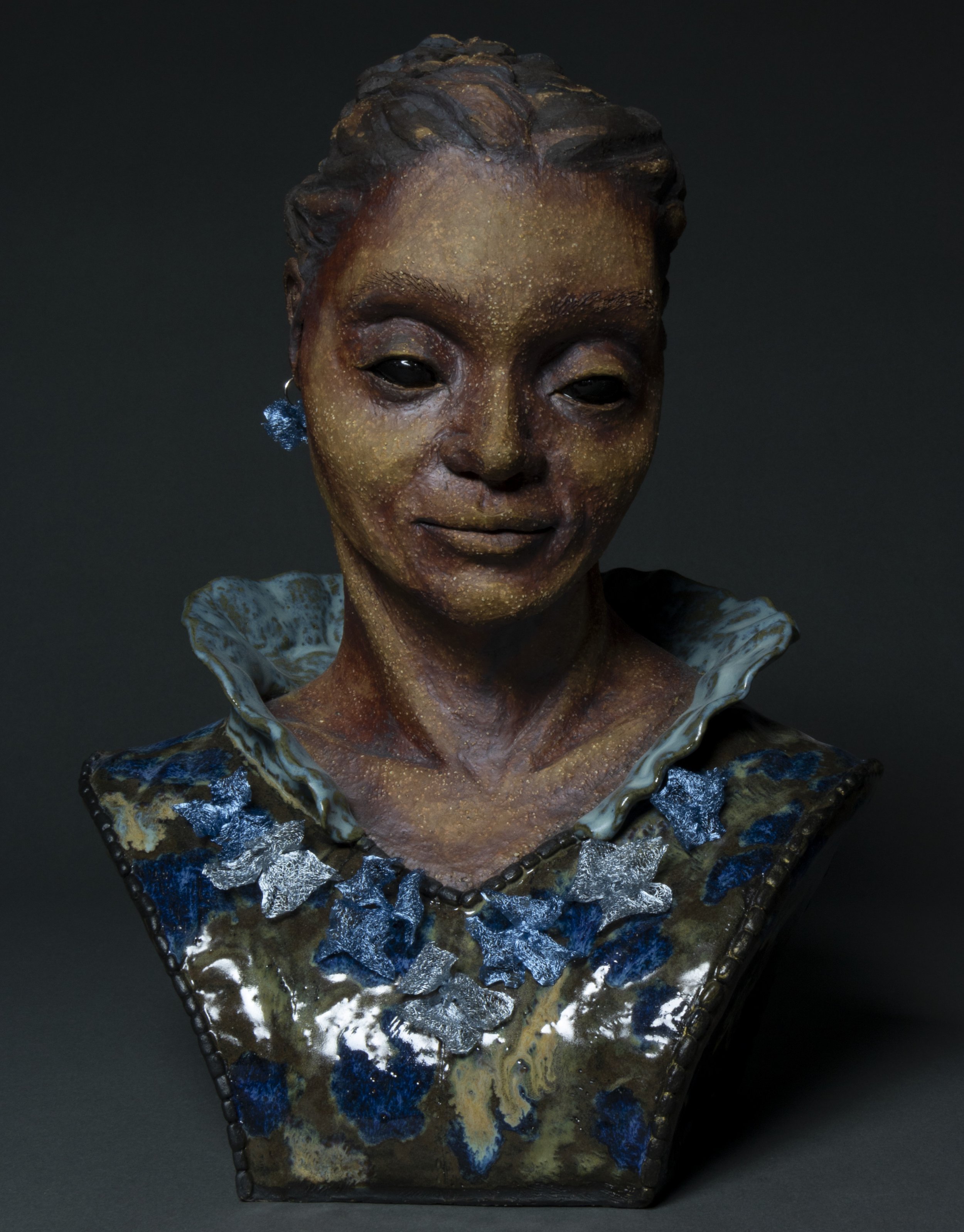 Whiskers Friend, 2025. Ceramic and mixed media 15''x7''x6''