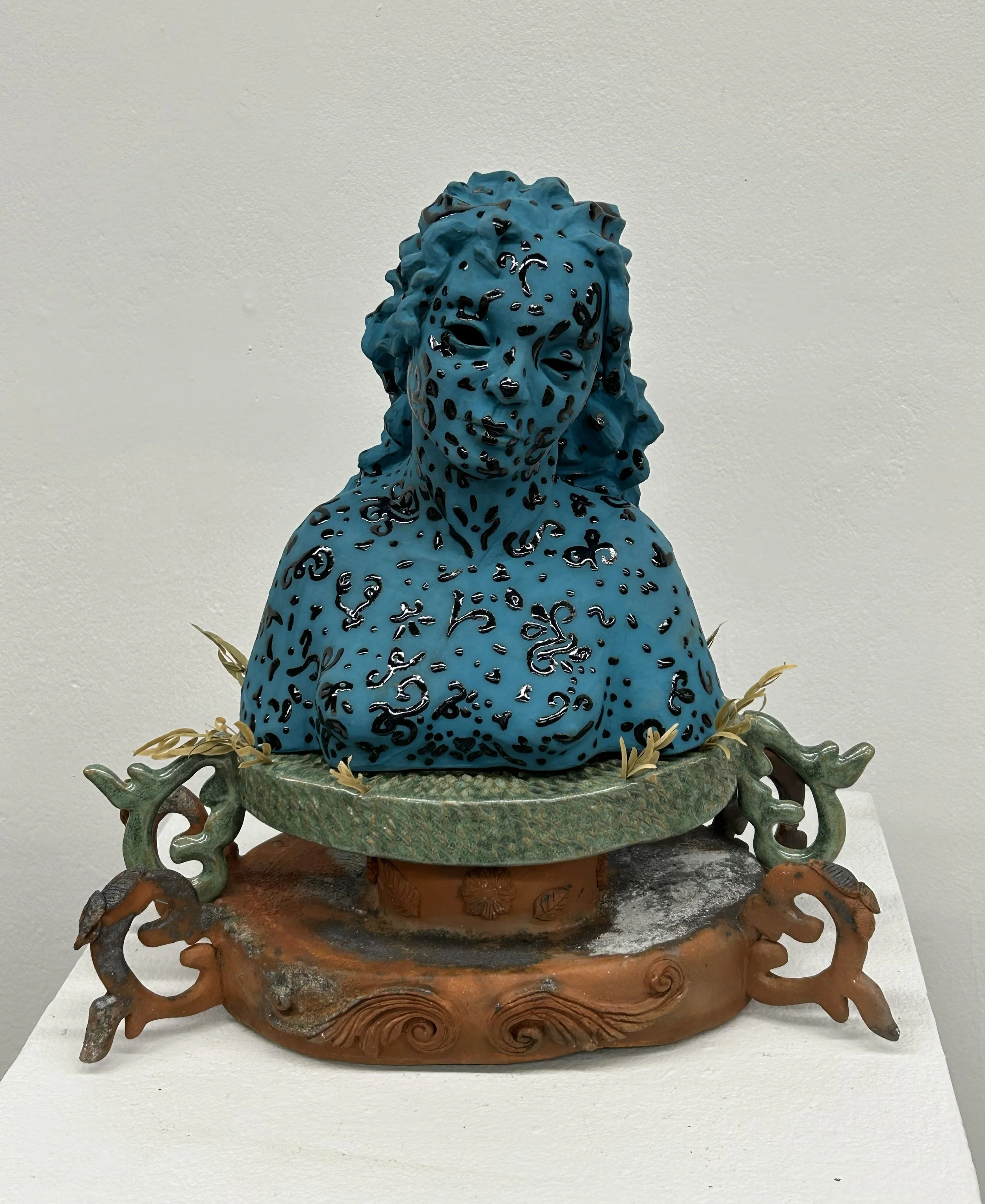 Of the Bay, 2025. Ceramic and leaves 14''x13''x7''